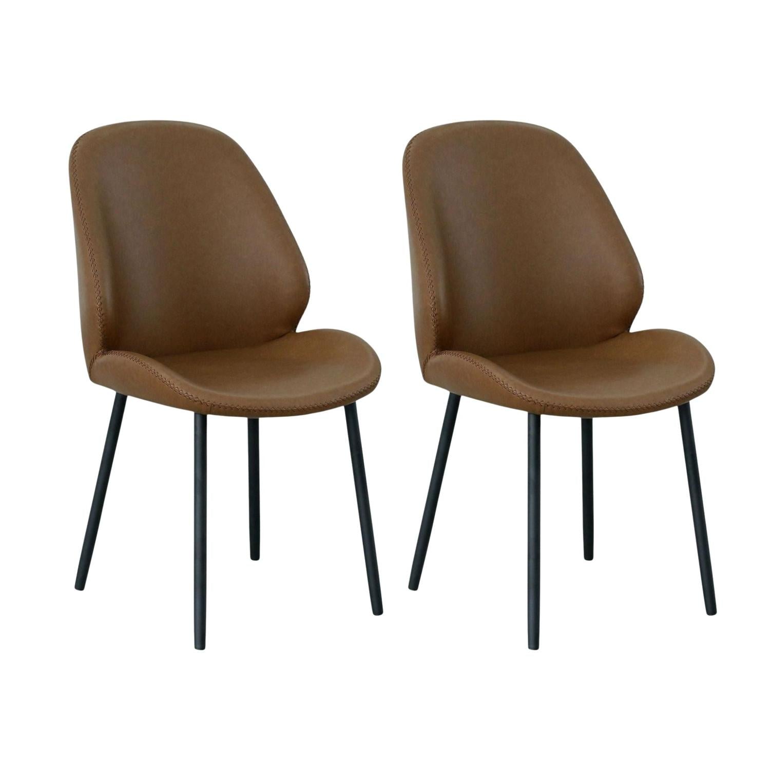 2er-Set Esszimmerstühle Monte Carlo aus Kunstleder - Vintage Braun-Esszimmerstuhl-House Nordic-le canapé