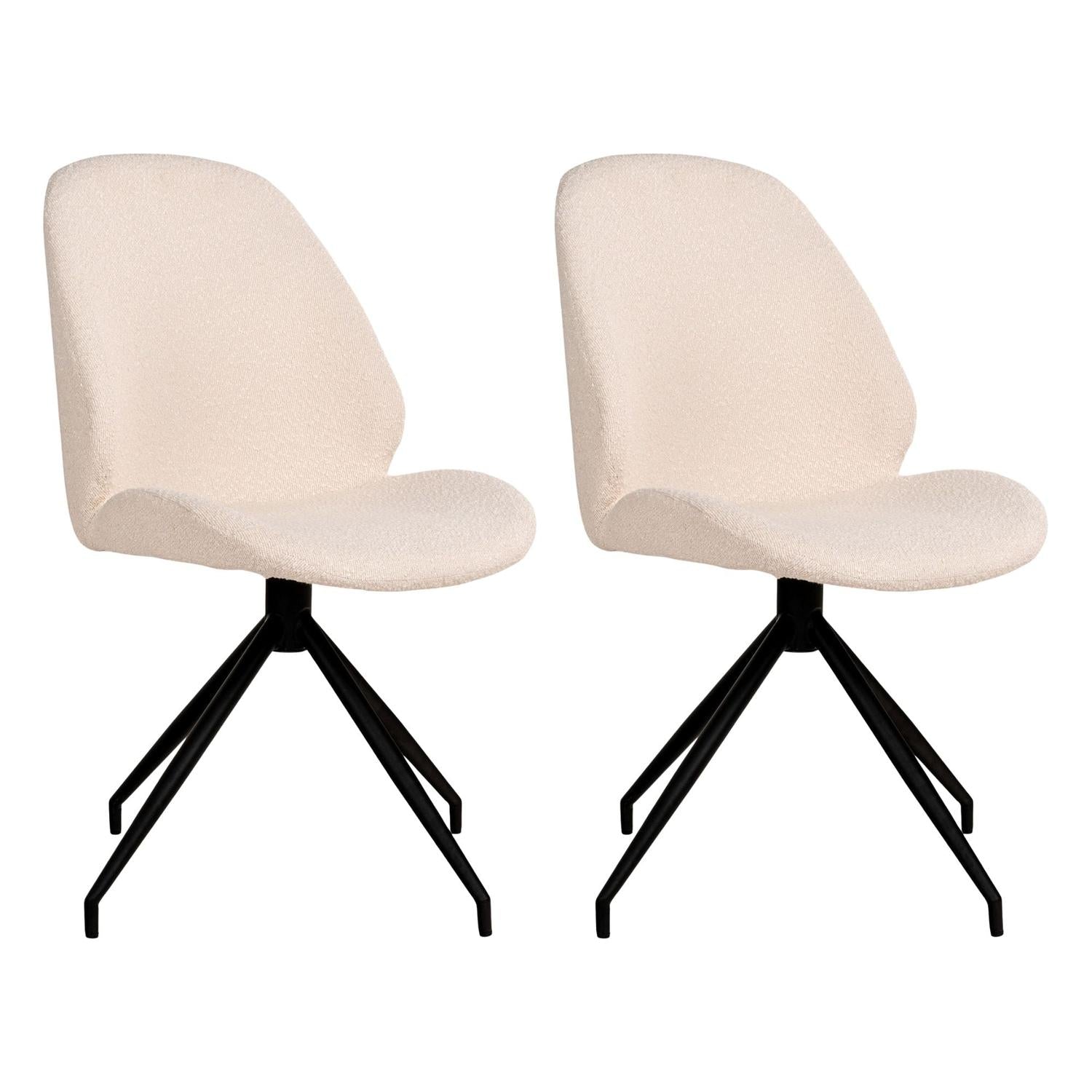 2er-Set Esszimmerstühle Monte Carlo drehbar aus Teddy Bouclé - Weiß-Esszimmerstühle-House Nordic-le canapé