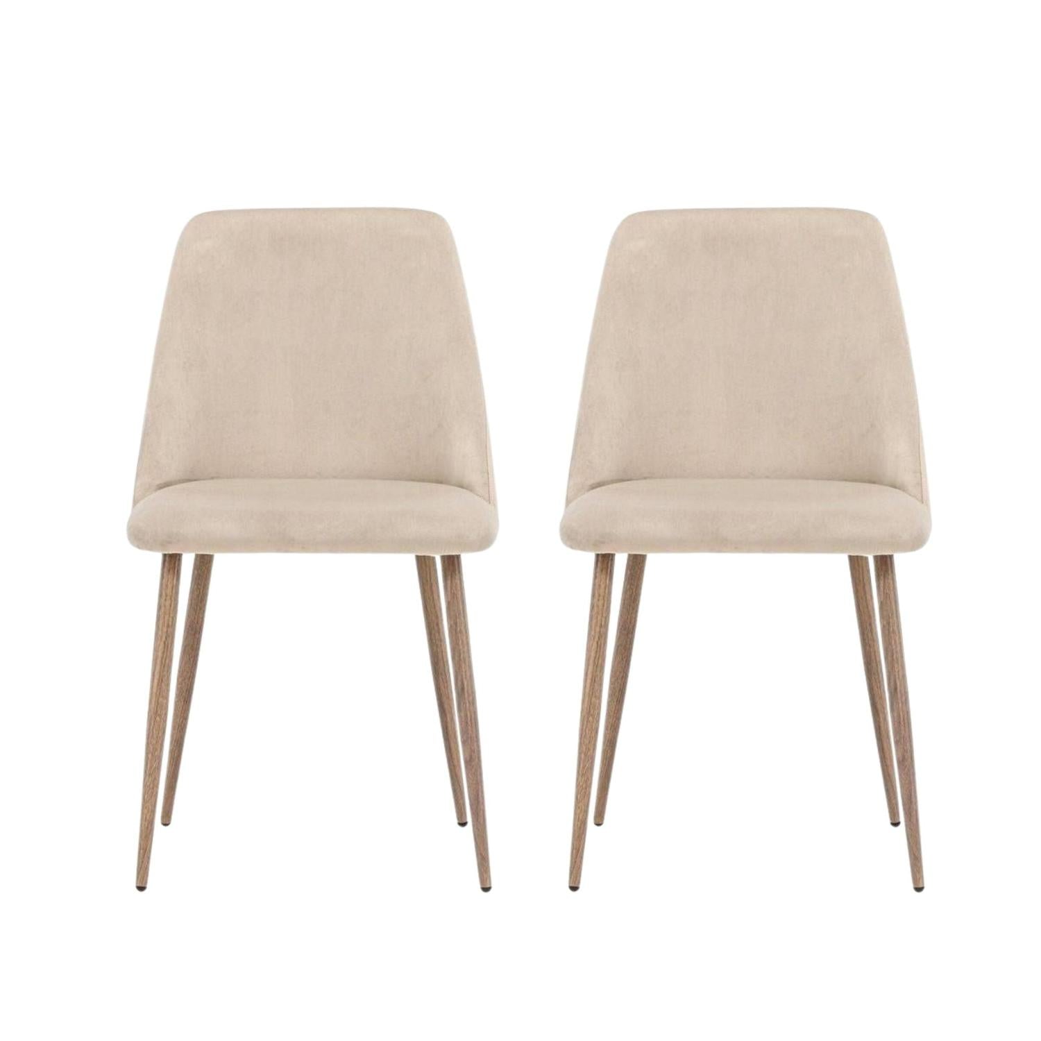 2er-Set Esszimmerstühle Night aus Samt - Beige-Esszimmerstühle-Venture Home-le canapé
