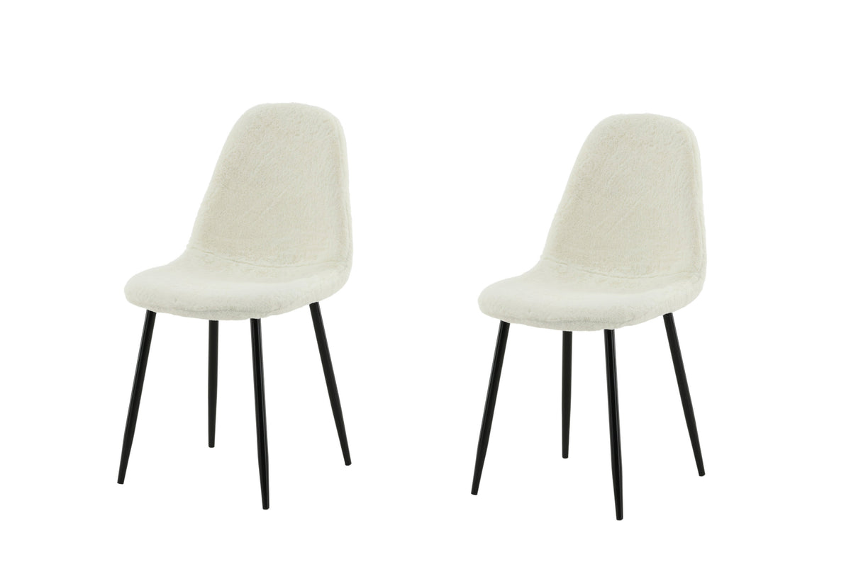 2er-Set Esszimmerstühle Polar aus Teddy Bouclé - Weiß-Esszimmerstühle-Venture Home-le canapé