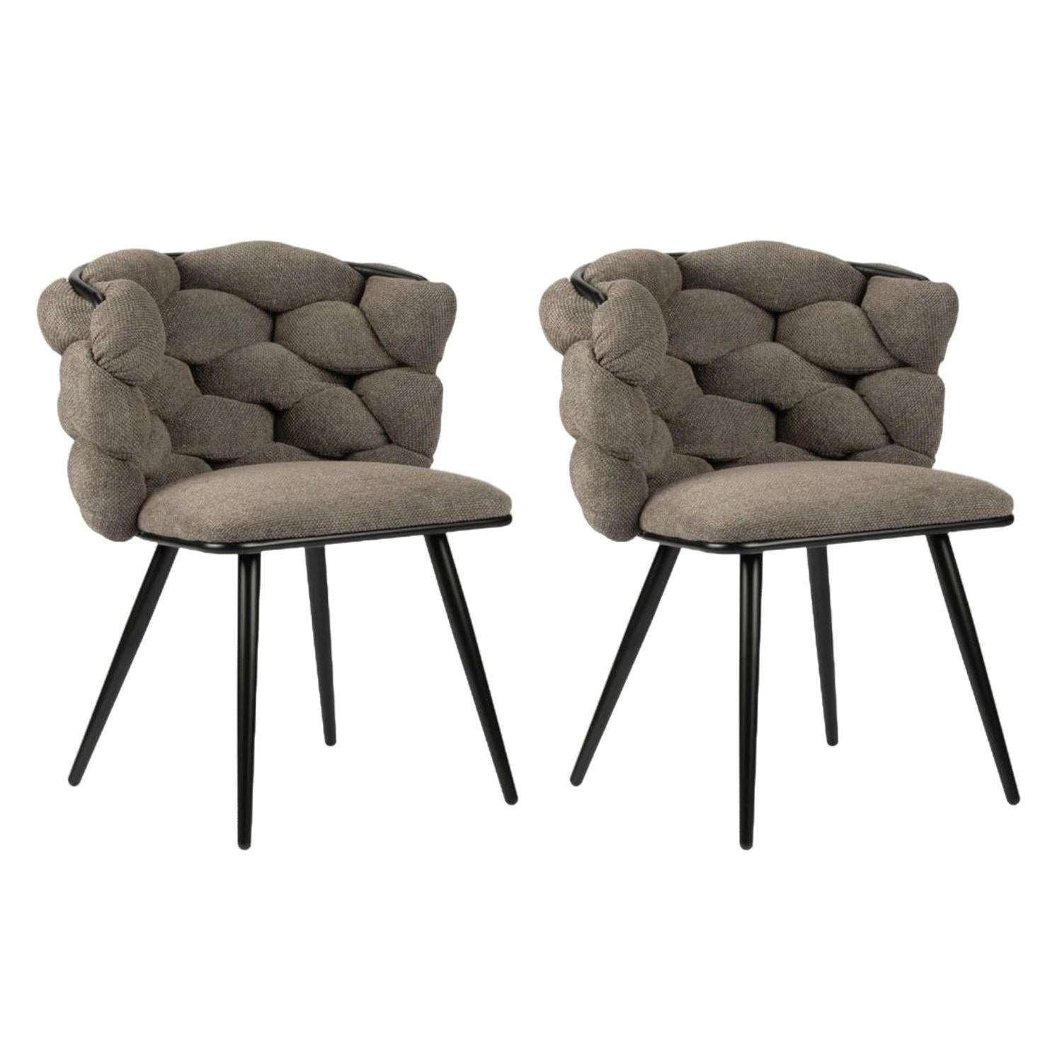 2er-Set Esszimmerstühle Rock aus Chenille - Taupe-Esszimmerstühle-Pole to Pole-le canapé