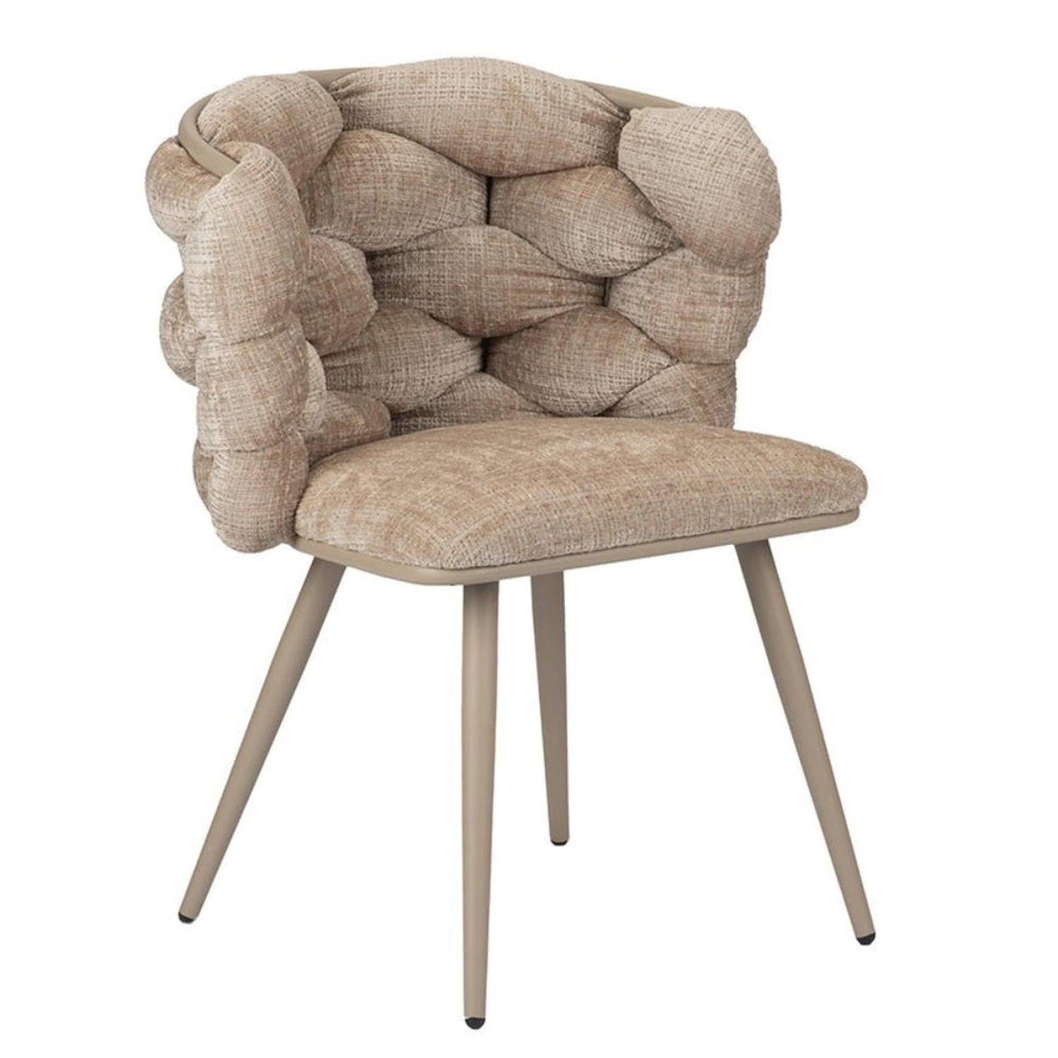 2er-Set Esszimmerstühle Rock aus Velour - Creme-Esszimmerstühle-Pole to Pole-le canapé