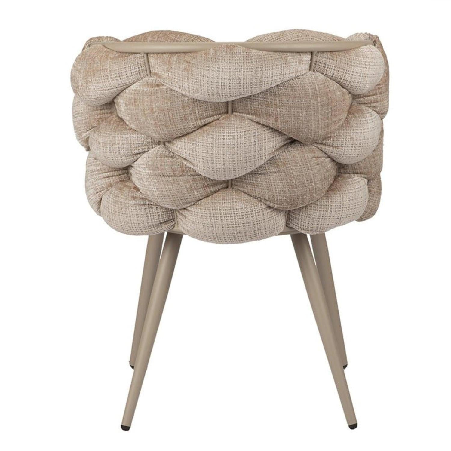 2er-Set Esszimmerstühle Rock aus Velour - Creme-Esszimmerstühle-Pole to Pole-le canapé