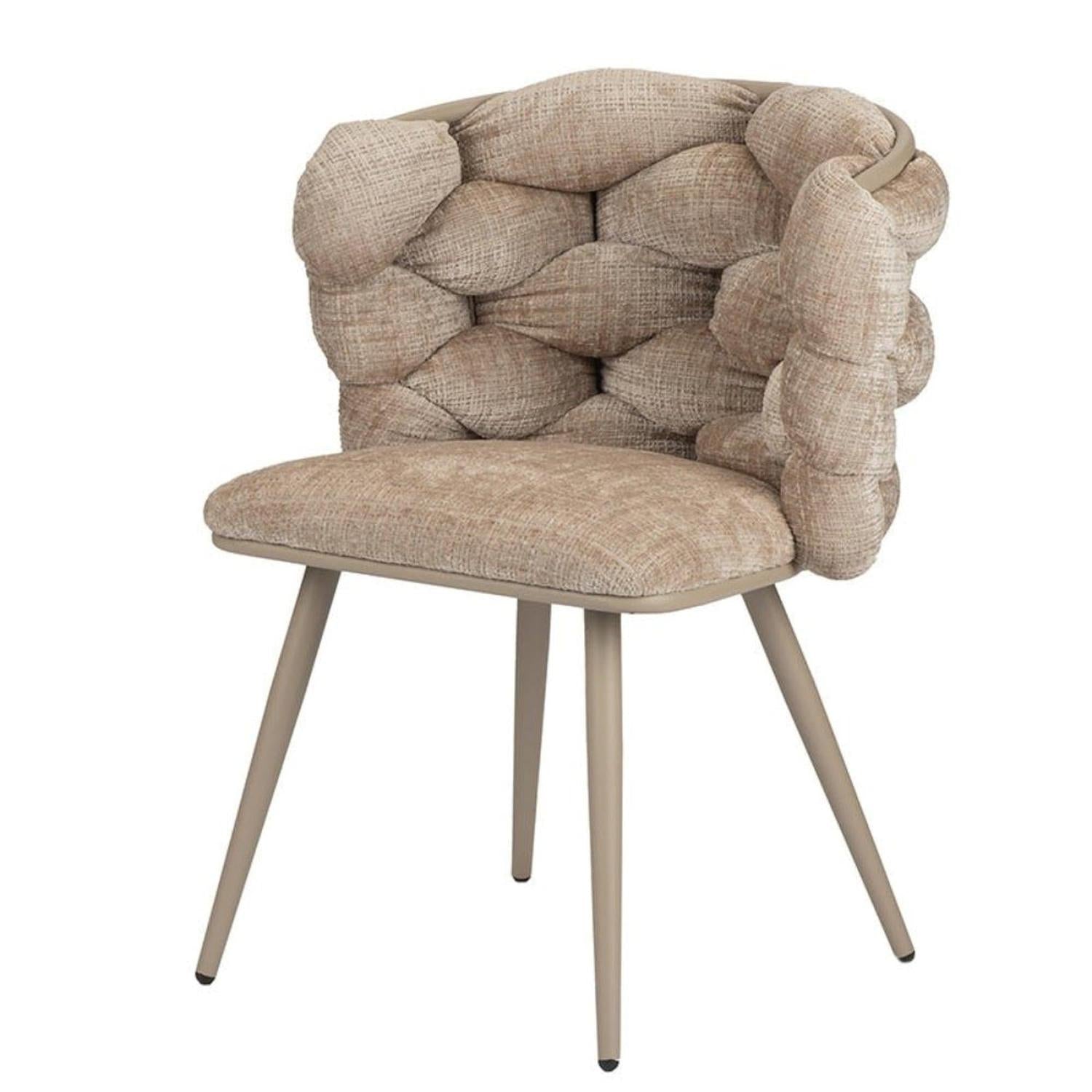 2er-Set Esszimmerstühle Rock aus Velour - Creme-Esszimmerstühle-Pole to Pole-le canapé