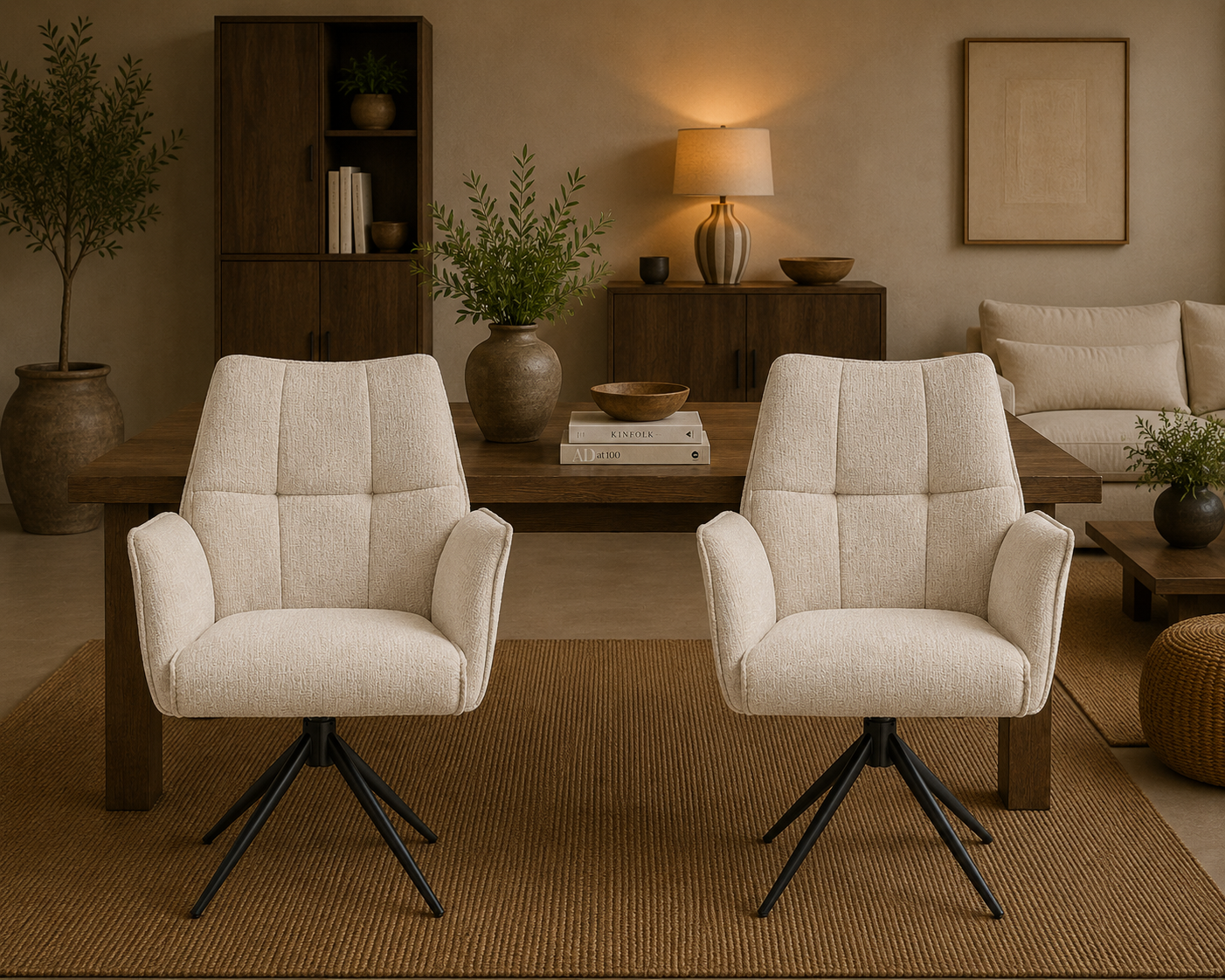 2er-Set Esszimmerstühle Sem drehbar - Beige-Esszimmerstühle-Benoa-le canapé