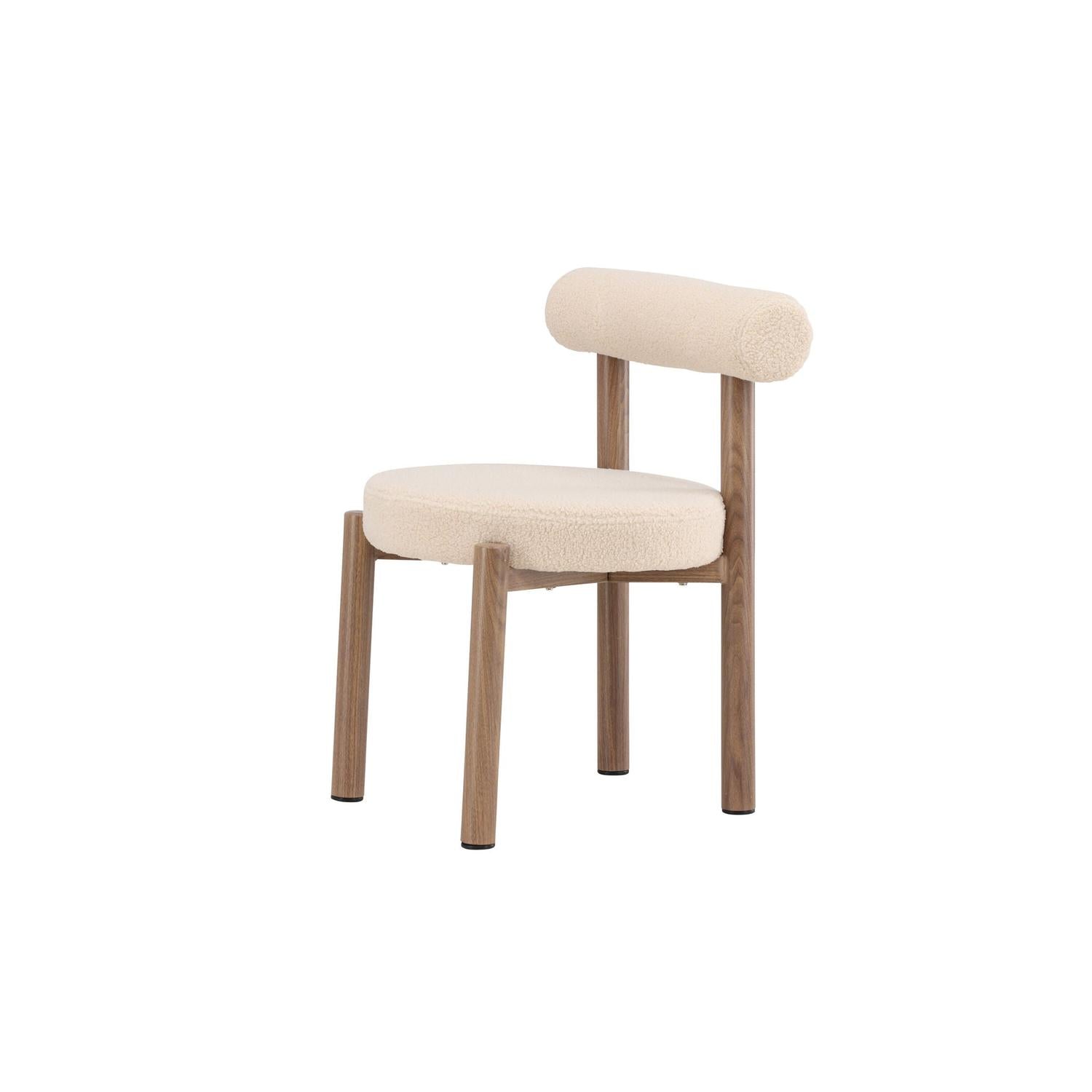 2er-Set Esszimmerstühle Tillo aus Teddy Bouclé - Weiß-Esszimmerstuhl-Venture Home-le canapé