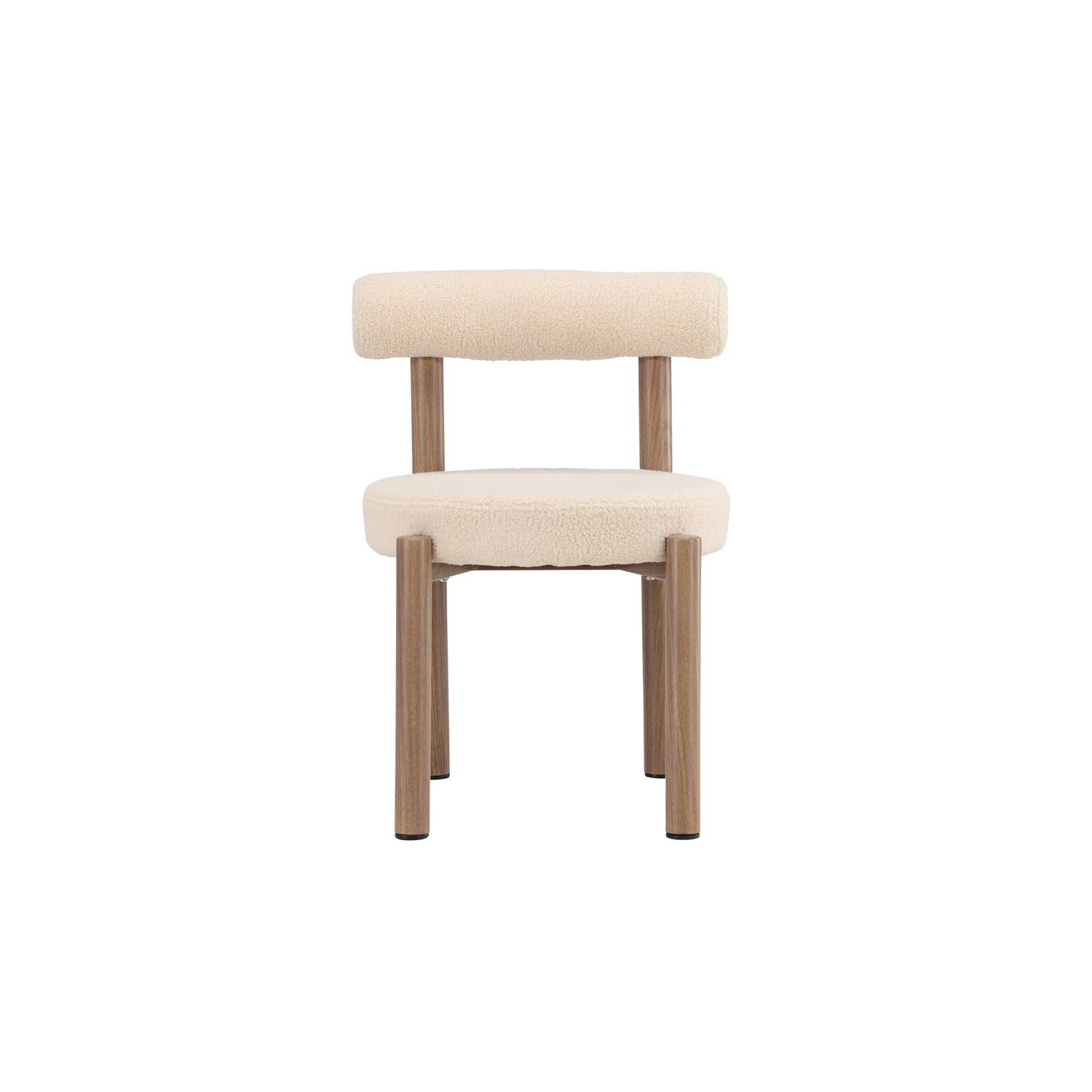 2er-Set Esszimmerstühle Tillo aus Teddy Bouclé - Weiß-Esszimmerstuhl-Venture Home-le canapé