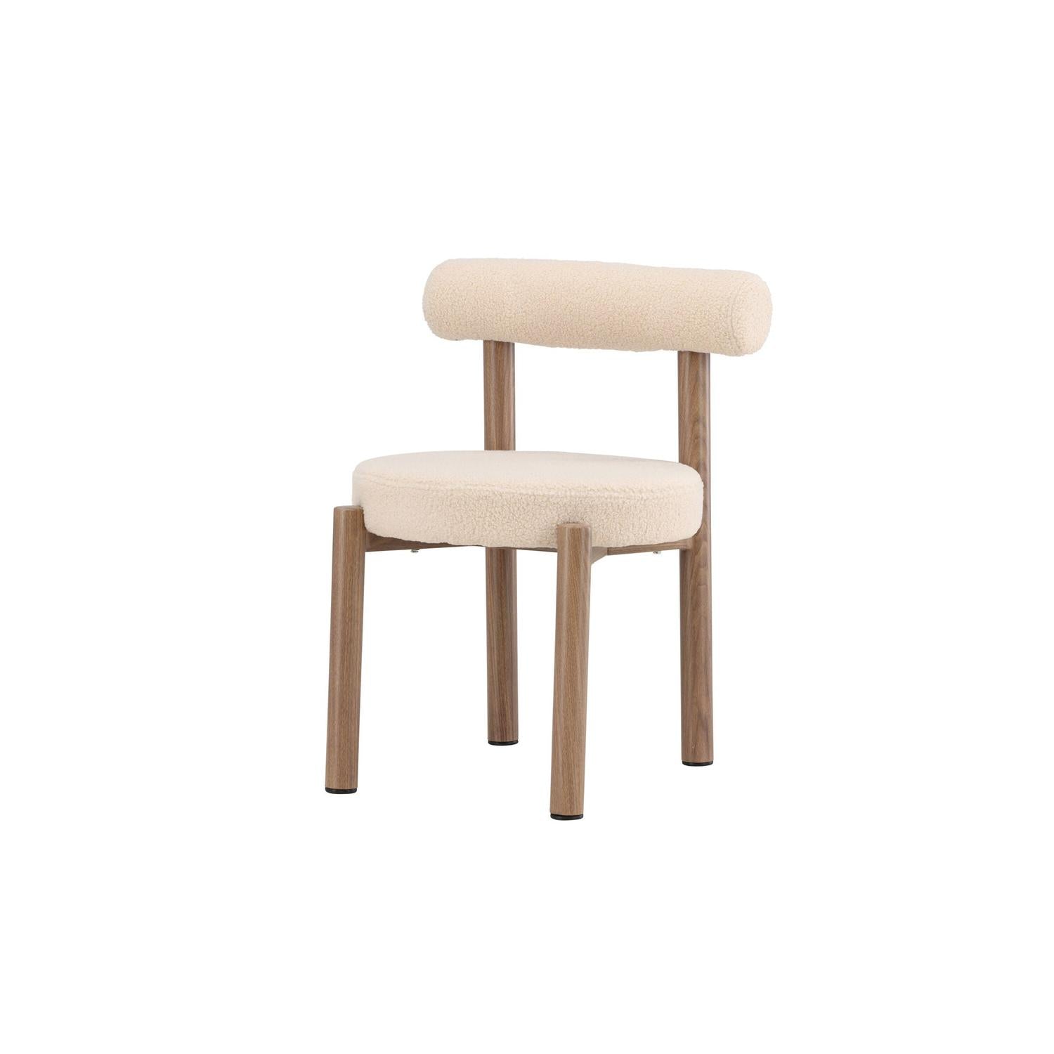 2er-Set Esszimmerstühle Tillo aus Teddy Bouclé - Weiß-Esszimmerstuhl-Venture Home-le canapé