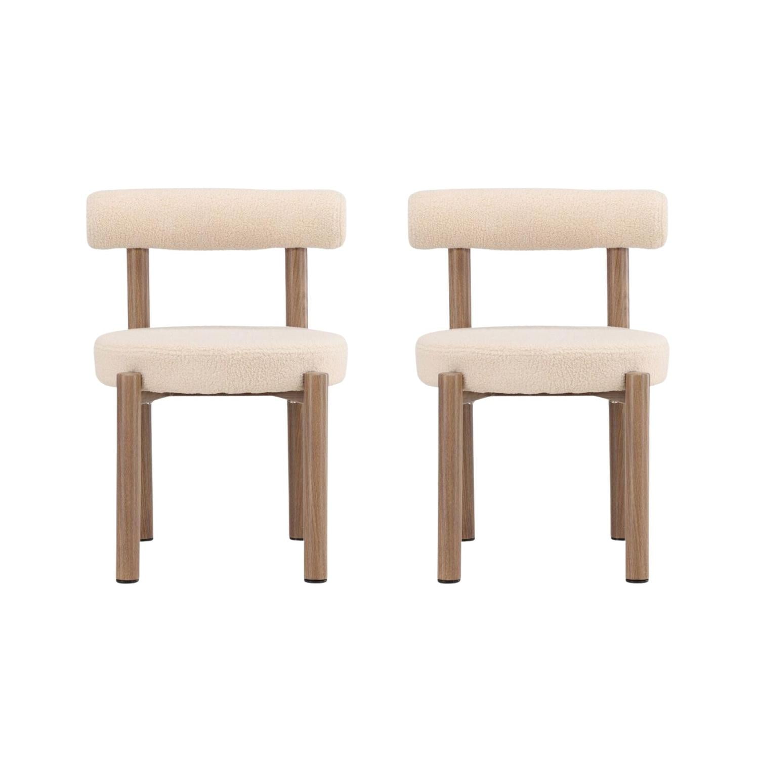 2er-Set Esszimmerstühle Tillo aus Teddy Bouclé - Weiß-Esszimmerstuhl-Venture Home-le canapé