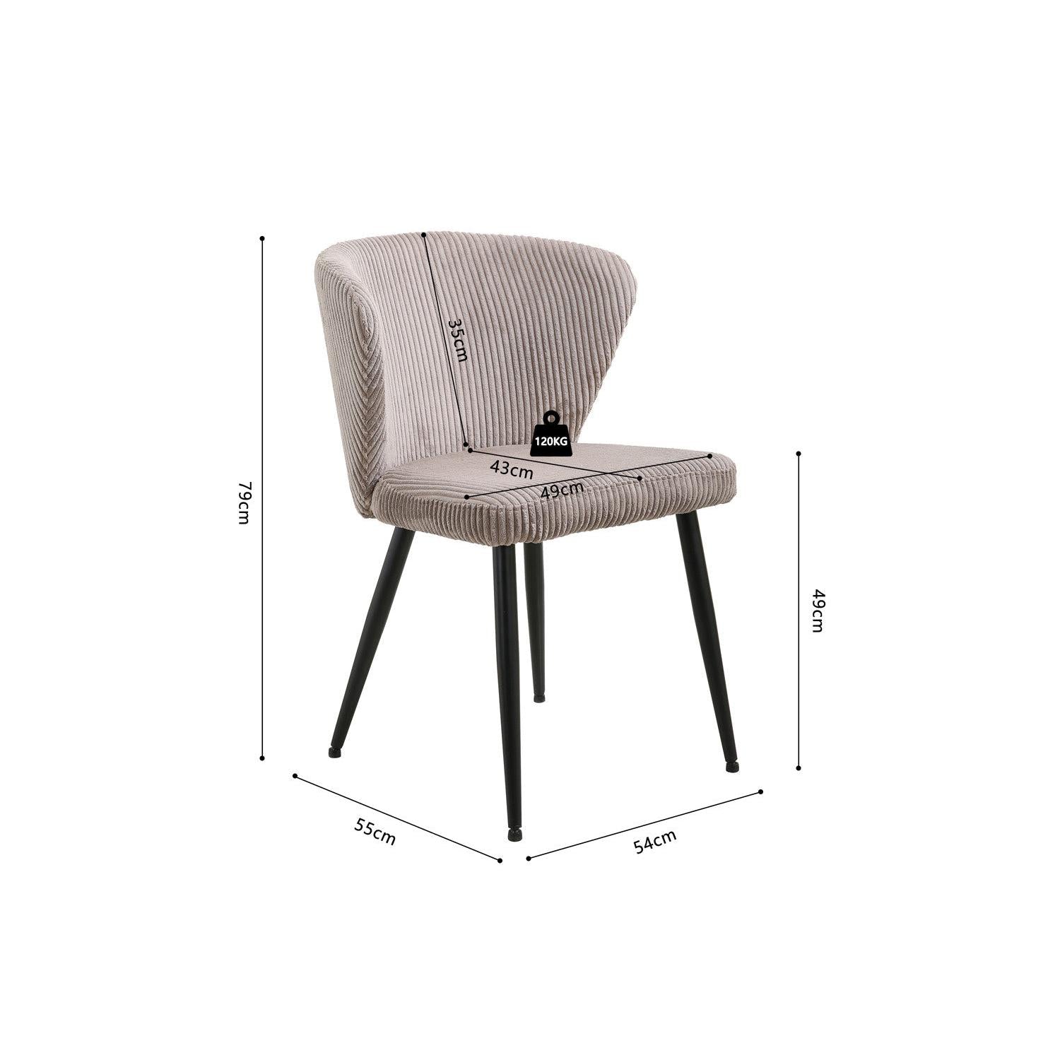 2er-Set Esszimmerstühle Tornado aus Kord - Beige-Esszimmerstuhl-Rousseau-le canapé