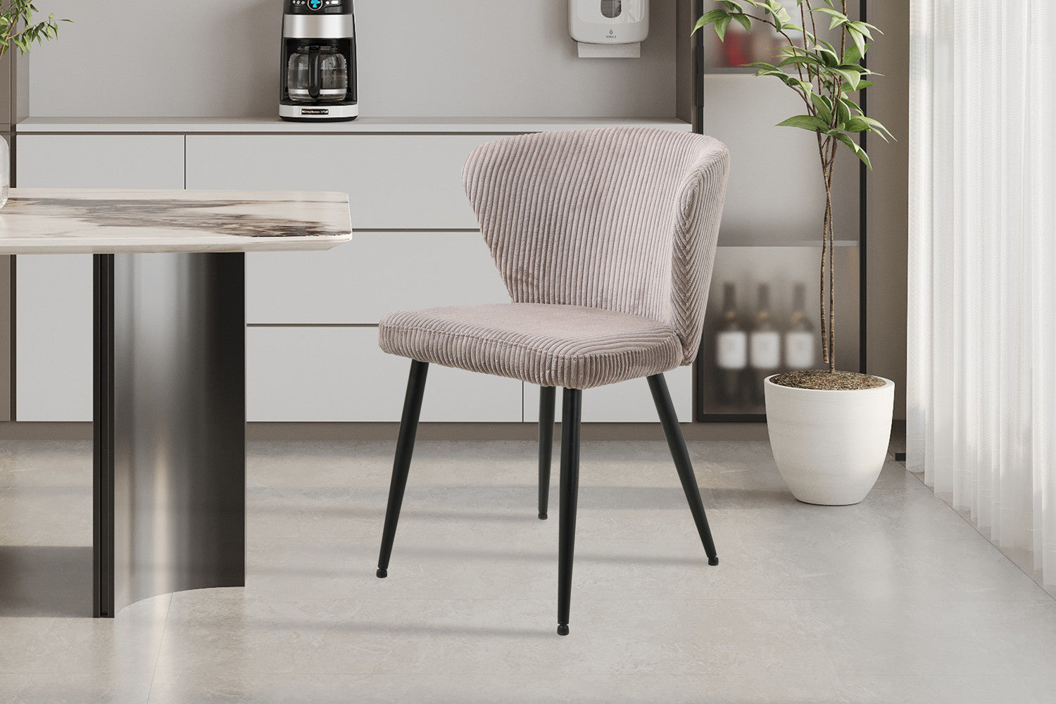 2er-Set Esszimmerstühle Tornado aus Kord - Beige-Esszimmerstuhl-Rousseau-le canapé