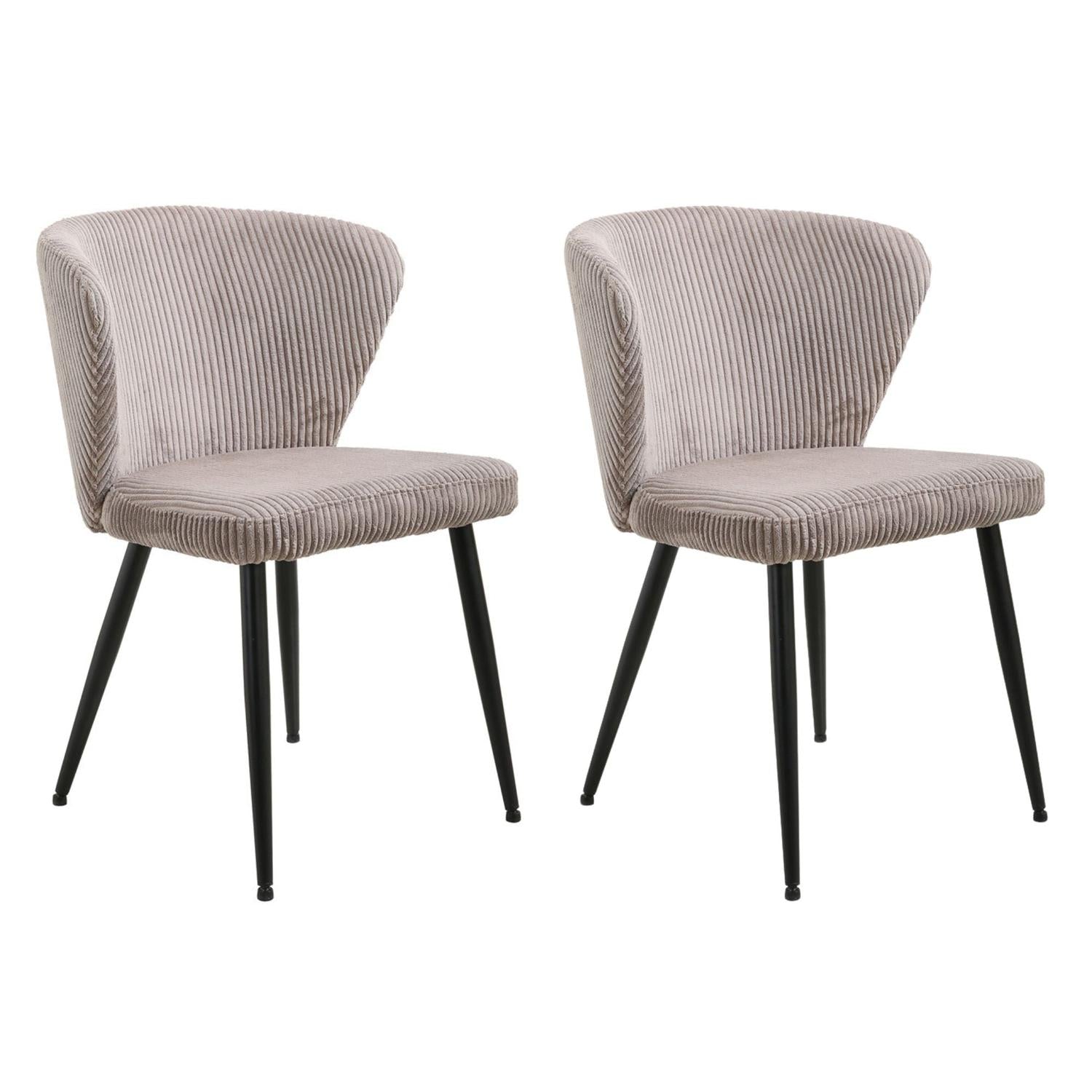 2er-Set Esszimmerstühle Tornado aus Kord - Beige-Esszimmerstuhl-Rousseau-le canapé