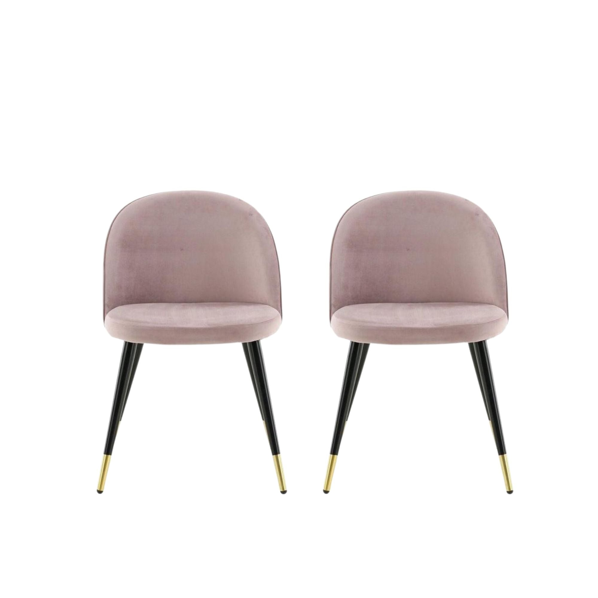 2er-Set Esszimmerstühle Velvet aus Samt - Altrosa / Schwarz / Messing-Polsterstühle-Venture Home-le canapé
