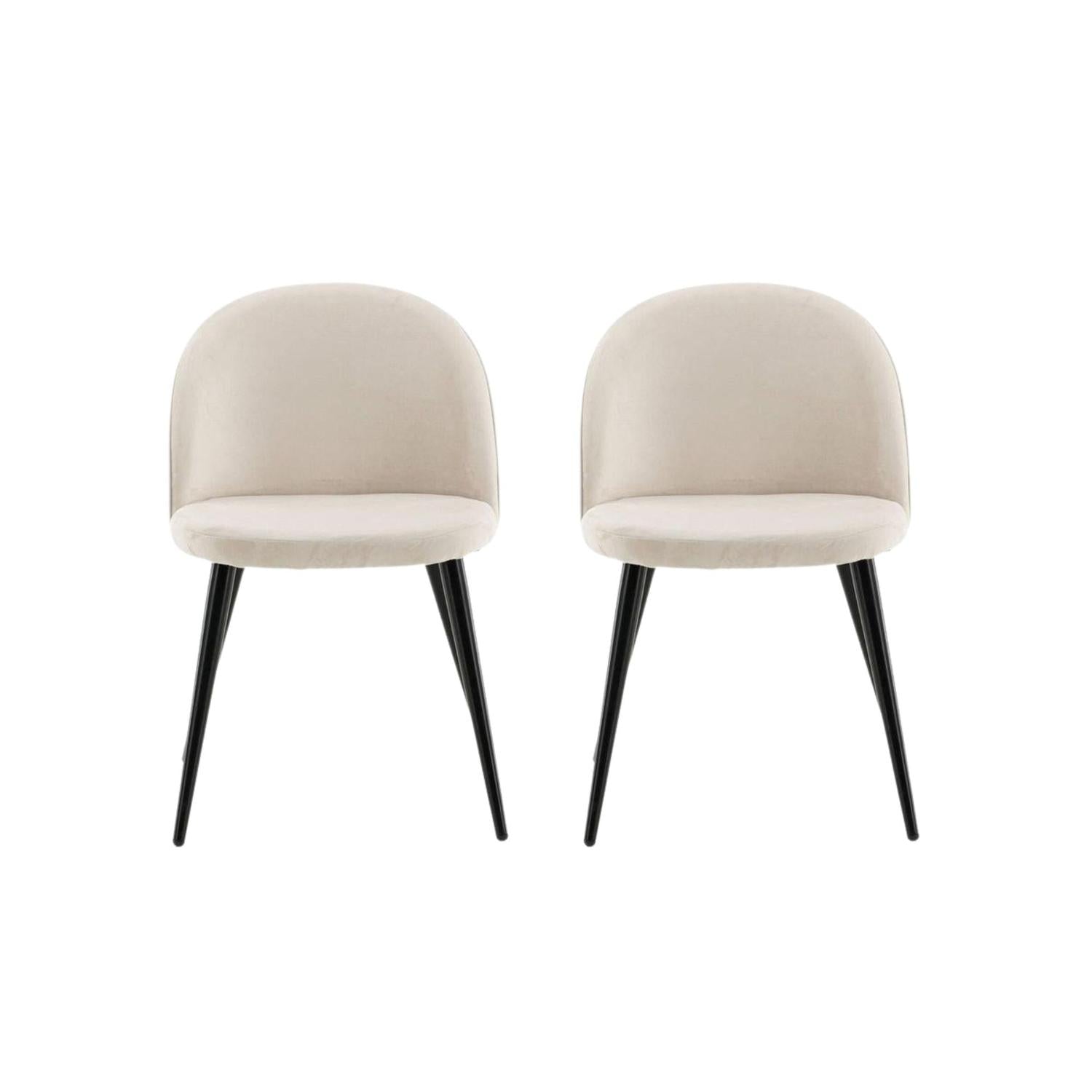 2er-Set Esszimmerstühle Velvet aus Samt - Beige-Polsterstühle-Venture Home-le canapé