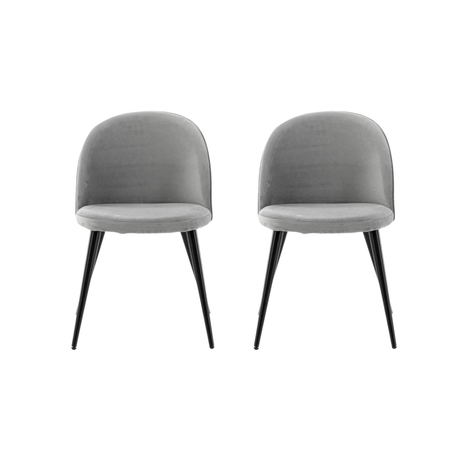 2er-Set Esszimmerstühle Velvet aus Samt - Grau-Polsterstühle-Venture Home-le canapé