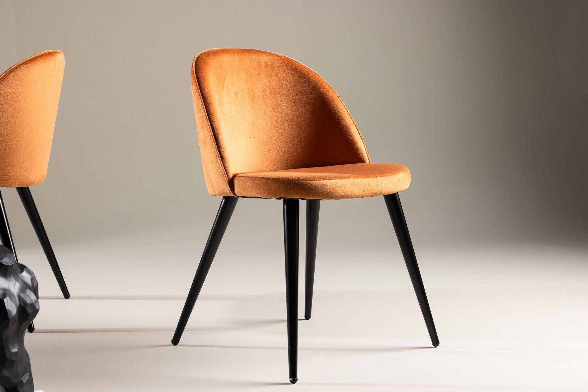 2er-Set Esszimmerstühle Velvet aus Samt - Orange-Polsterstühle-Venture Home-le canapé