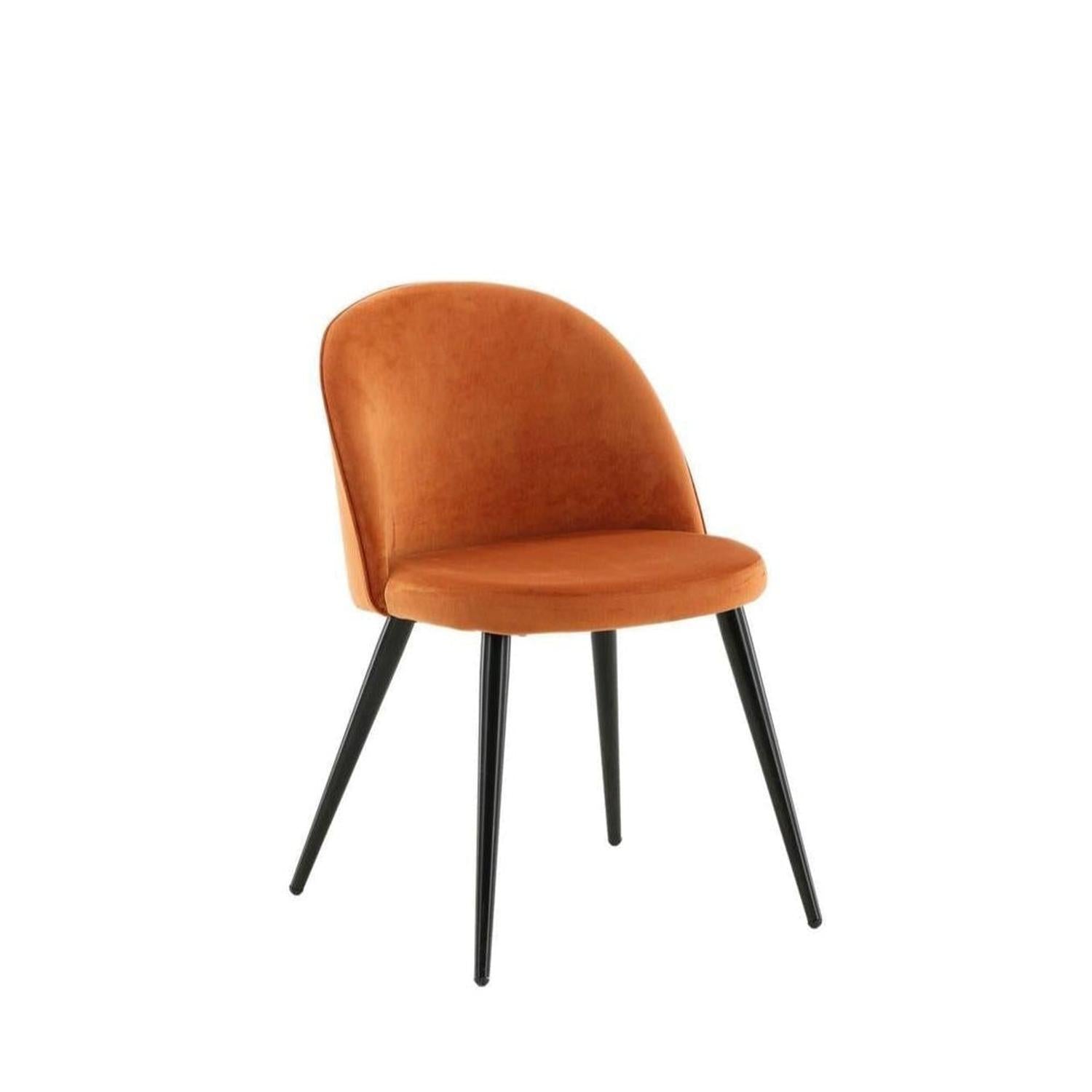 2er-Set Esszimmerstühle Velvet aus Samt - Orange-Polsterstühle-Venture Home-le canapé
