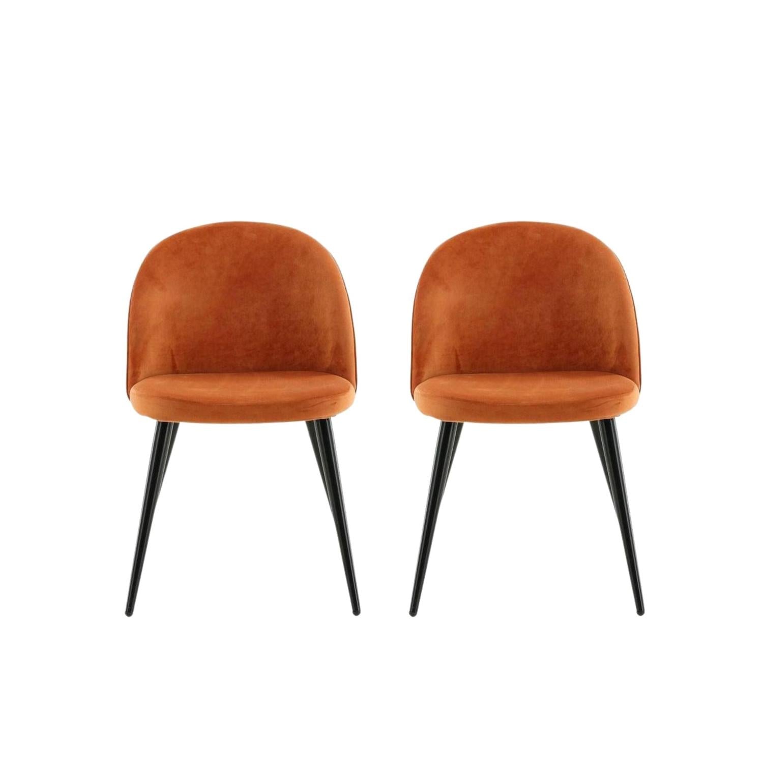 2er-Set Esszimmerstühle Velvet aus Samt - Orange-Polsterstühle-Venture Home-le canapé