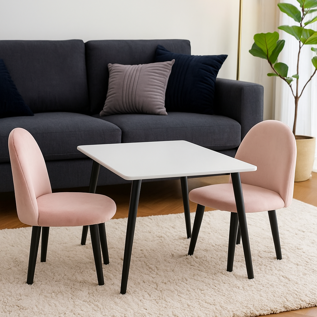 2er-Set Kinderstühle XXS aus Samt - Rosa-Kinderstuhl-Venture Home-le canapé