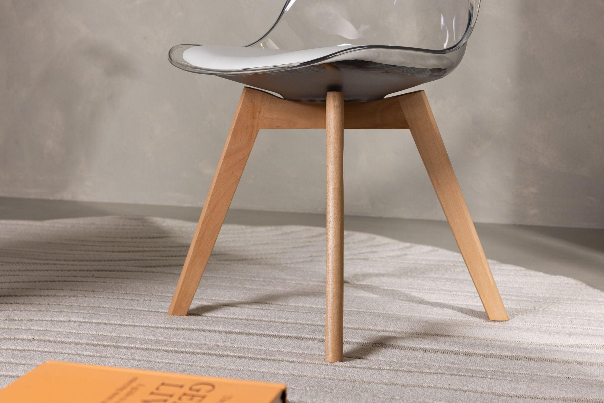 2er-Set Kunststoffstühle Edvin - Transparent / Weiß / Natur-Kunststoffstühle-Venture Home-le canapé