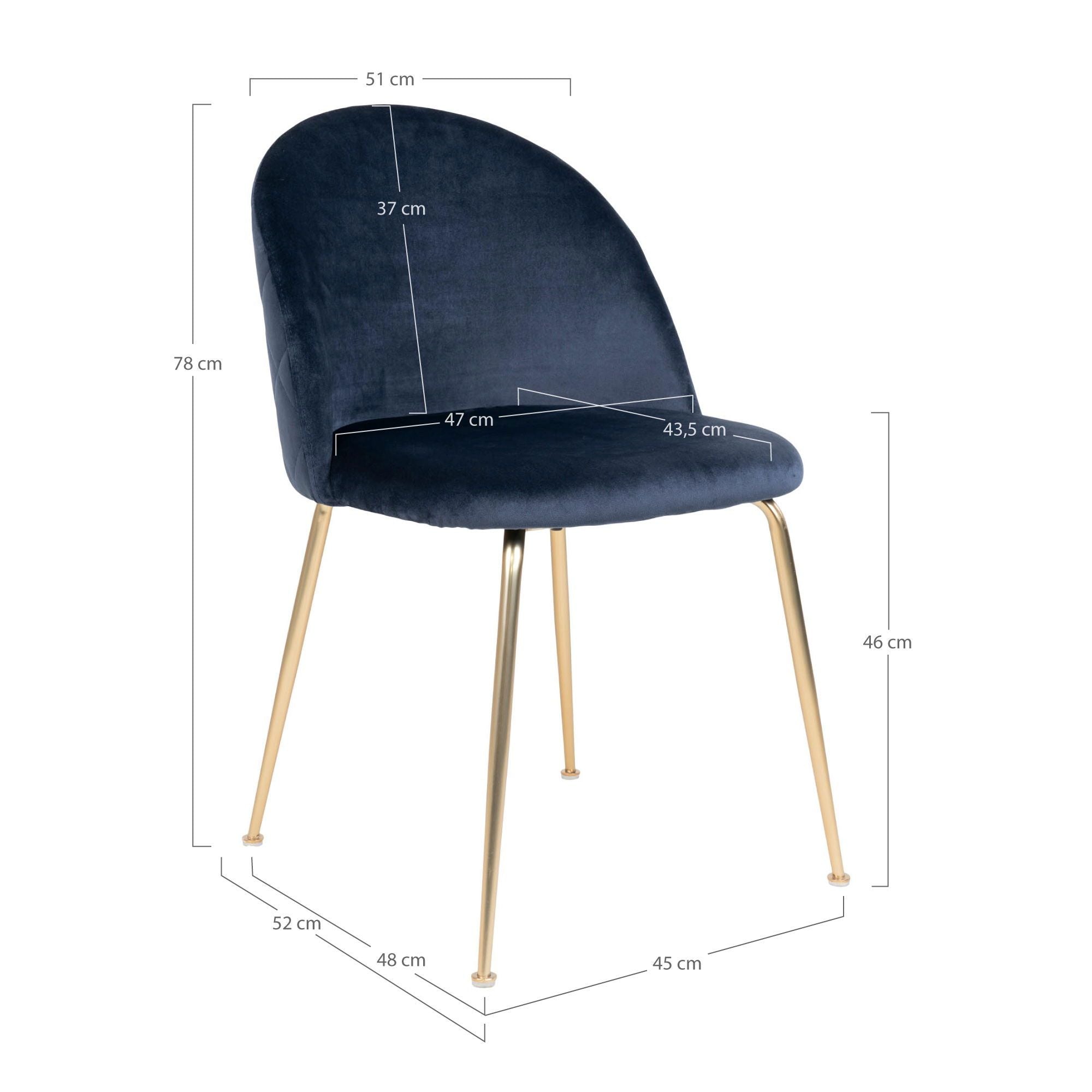 2er - Set Polsterstuhl Geneve aus Samt - BlauPolsterstühle