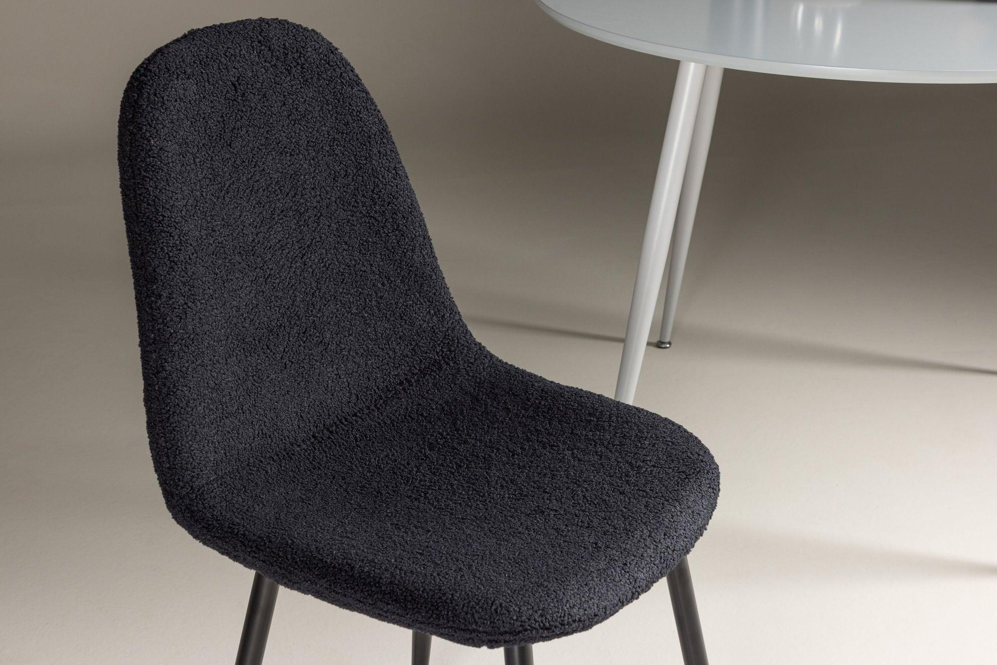 2er - Set Polsterstuhl Polar aus Teddy - Bouclé - SchwarzPolsterstühle