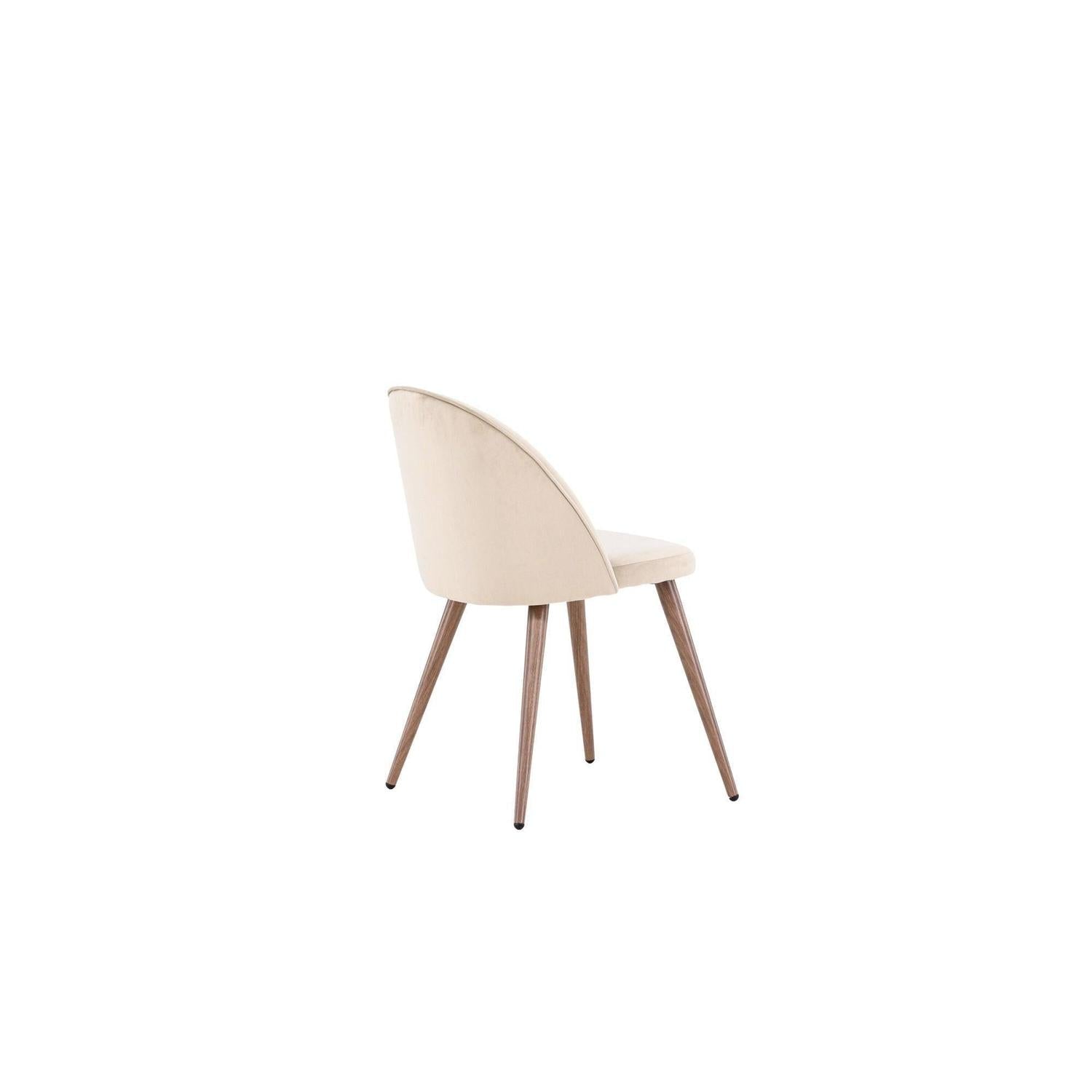 2er - Set Polsterstuhl Velvet aus Samt - Beige / WoodlookPolsterstühle