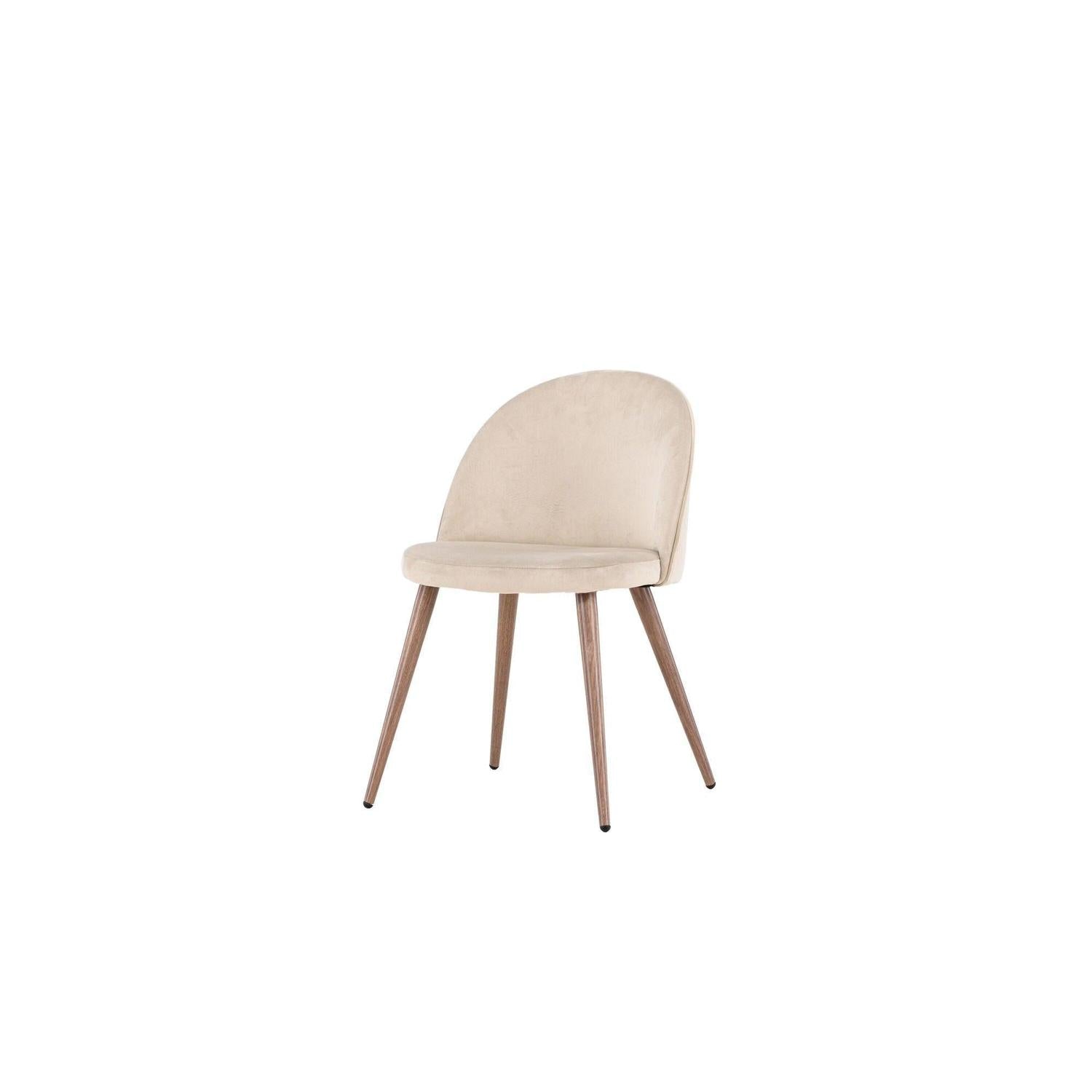 2er - Set Polsterstuhl Velvet aus Samt - Beige / WoodlookPolsterstühle