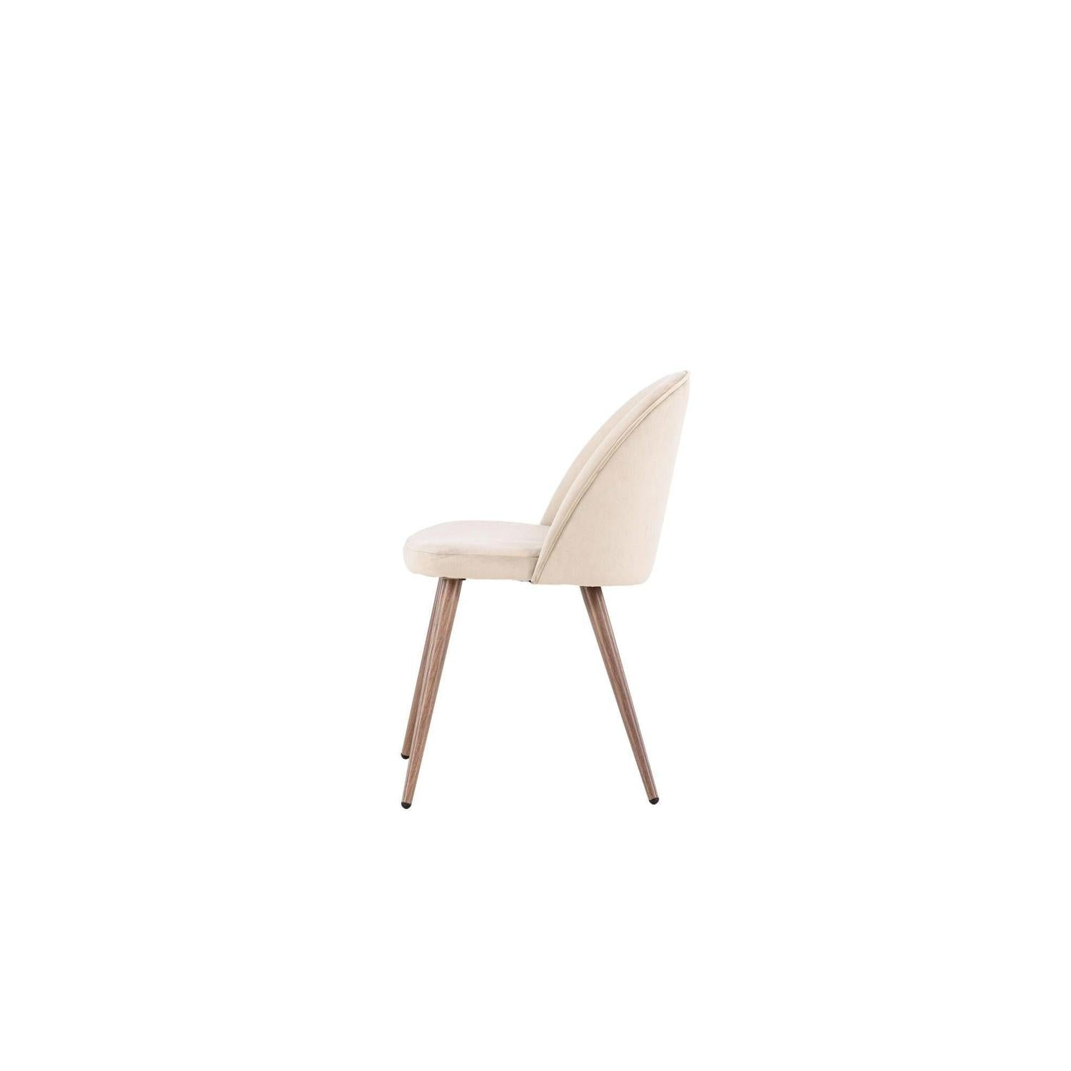 2er - Set Polsterstuhl Velvet aus Samt - Beige / WoodlookPolsterstühle