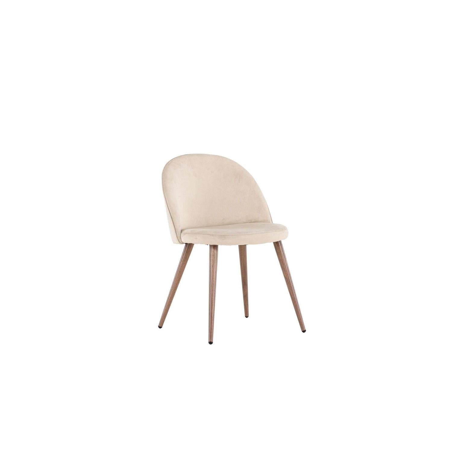 2er - Set Polsterstuhl Velvet aus Samt - Beige / WoodlookPolsterstühle