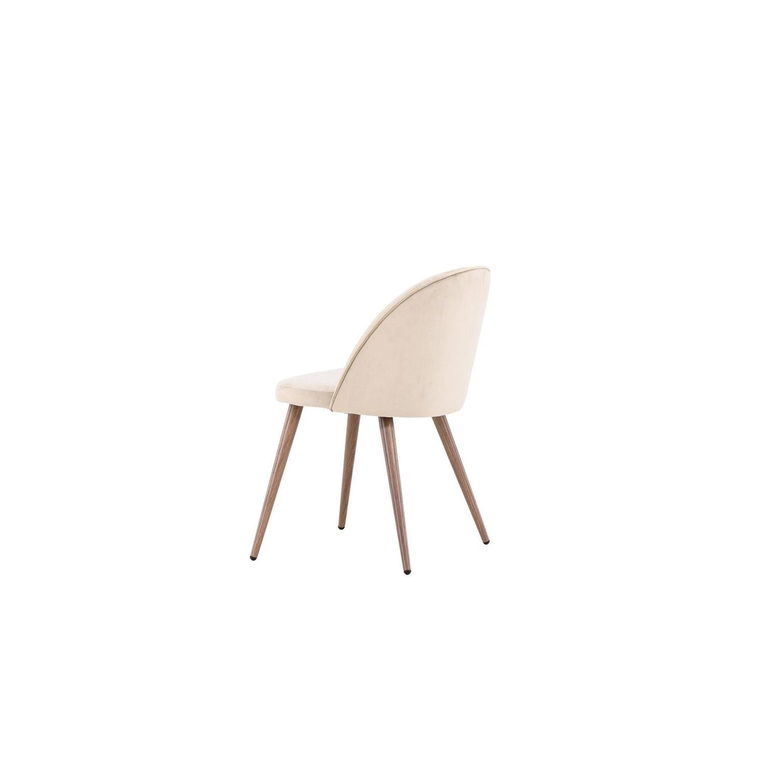 2er - Set Polsterstuhl Velvet aus Samt - Beige / WoodlookPolsterstühle