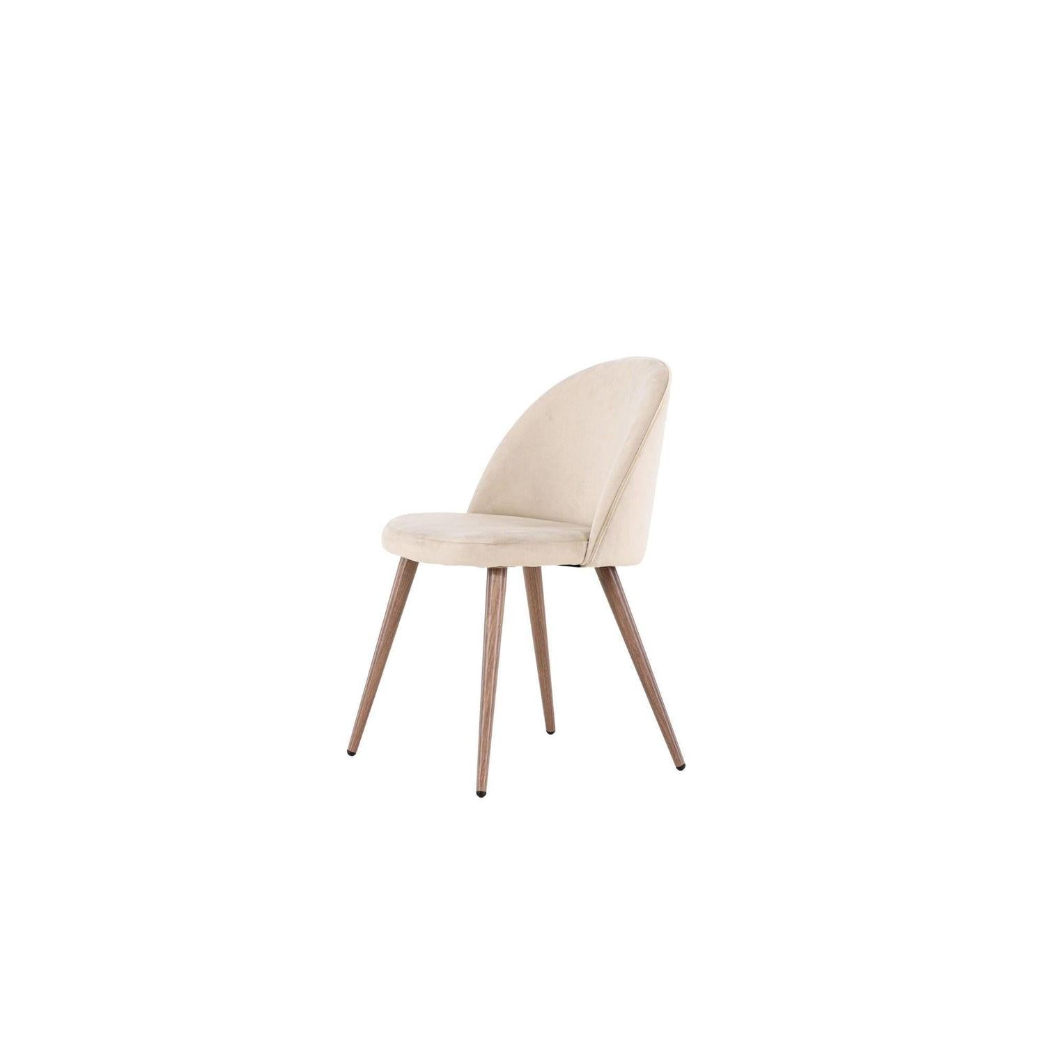 2er - Set Polsterstuhl Velvet aus Samt - Beige / WoodlookPolsterstühle