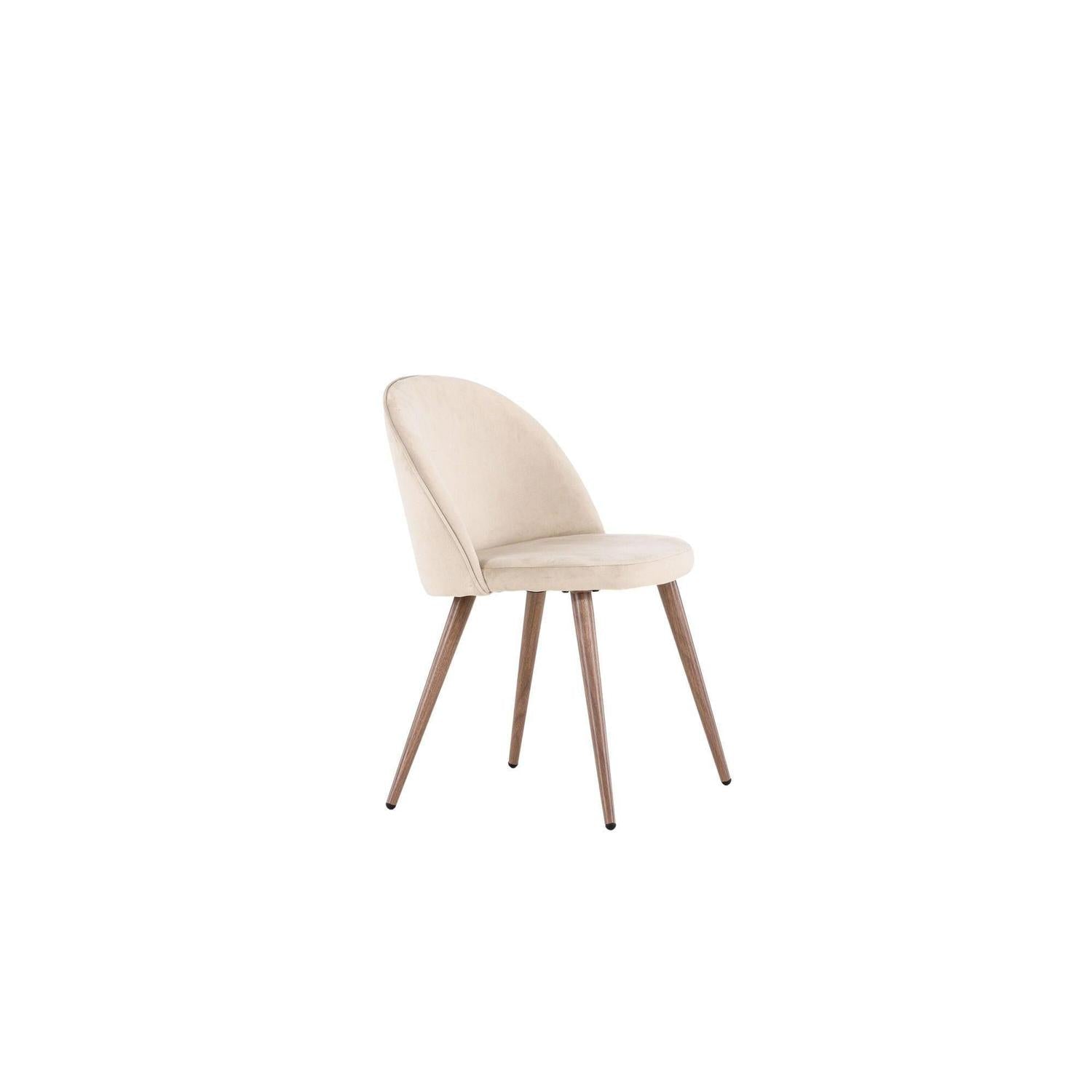 2er - Set Polsterstuhl Velvet aus Samt - Beige / WoodlookPolsterstühle