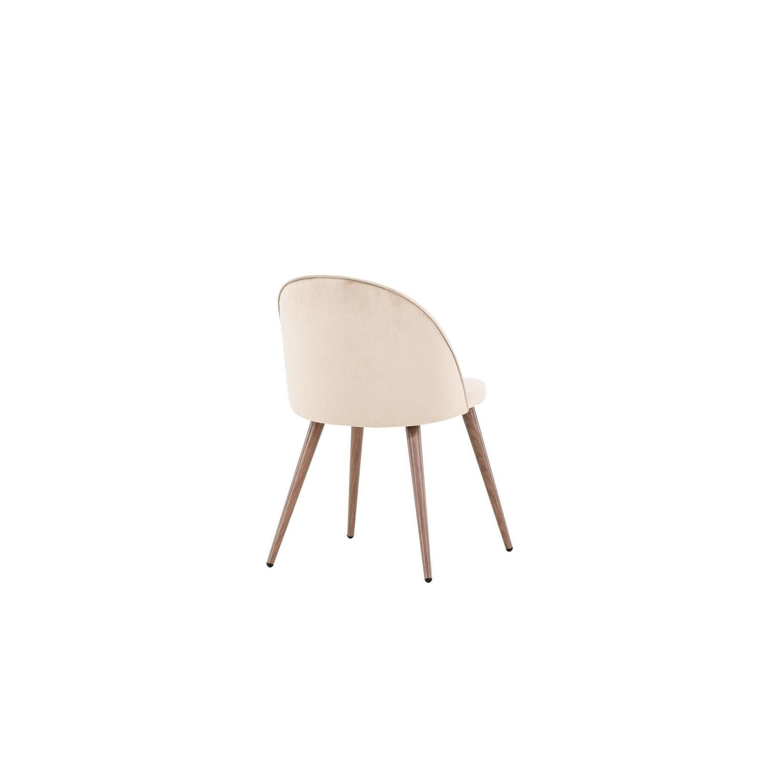 2er - Set Polsterstuhl Velvet aus Samt - Beige / WoodlookPolsterstühle
