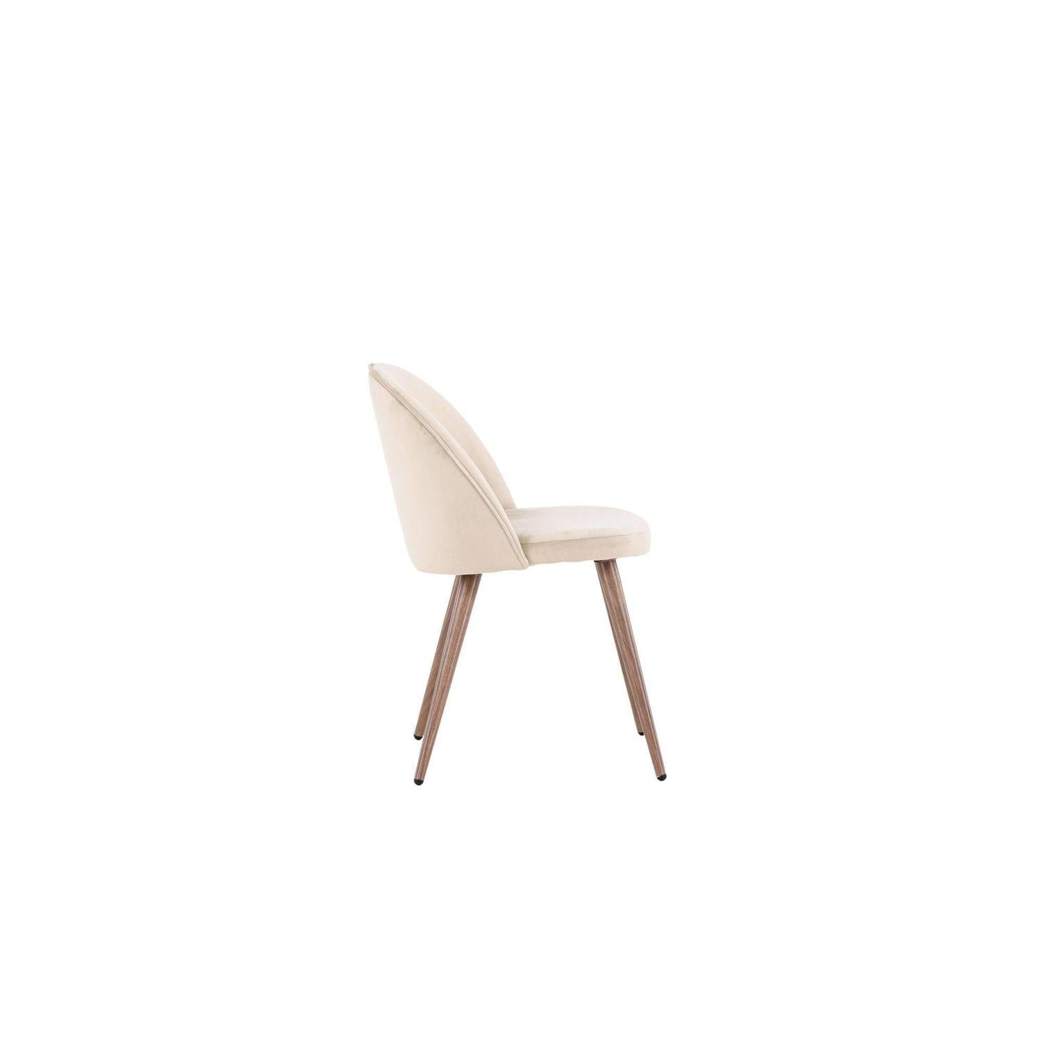 2er - Set Polsterstuhl Velvet aus Samt - Beige / WoodlookPolsterstühle