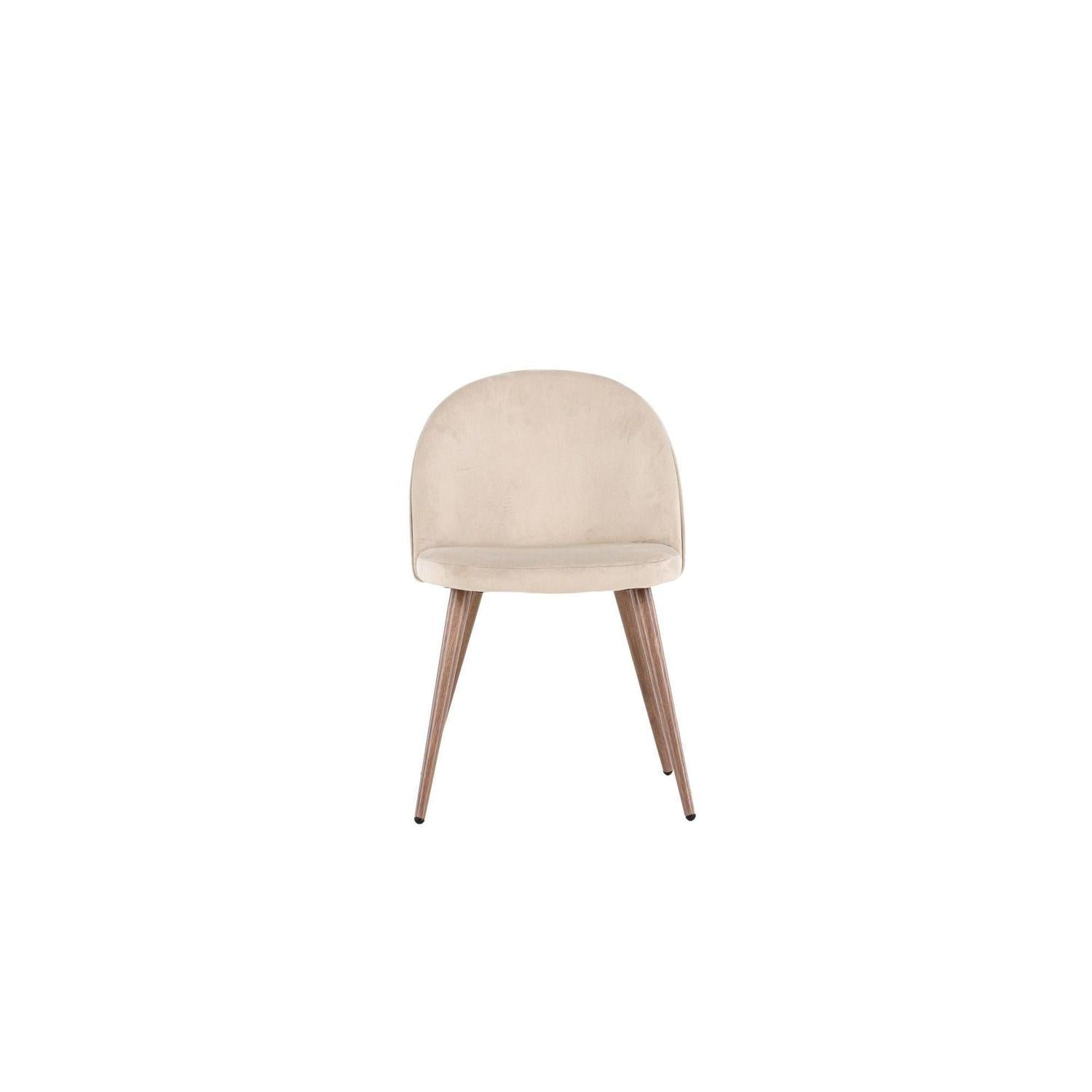 2er - Set Polsterstuhl Velvet aus Samt - Beige / WoodlookPolsterstühle