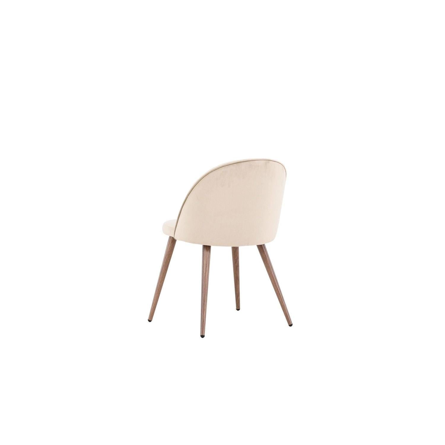 2er - Set Polsterstuhl Velvet aus Samt - Beige / WoodlookPolsterstühle