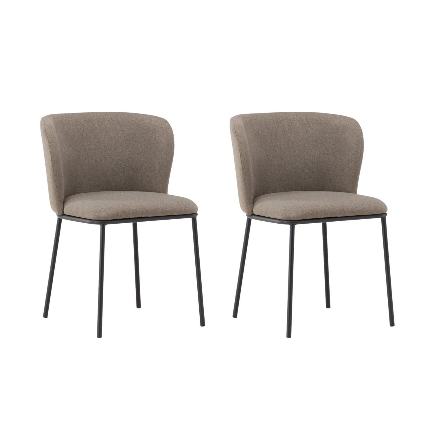 2er-Set Polsterstühle Edina aus Leinen - Braun-Polsterstühle-Venture Home-le canapé