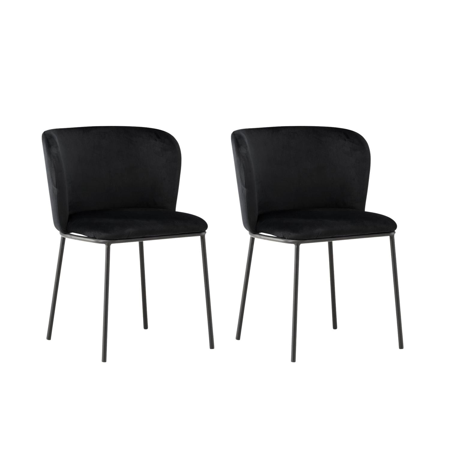 2er-Set Polsterstühle Edina aus Samt - Schwarz-Polsterstühle-Venture Home-le canapé