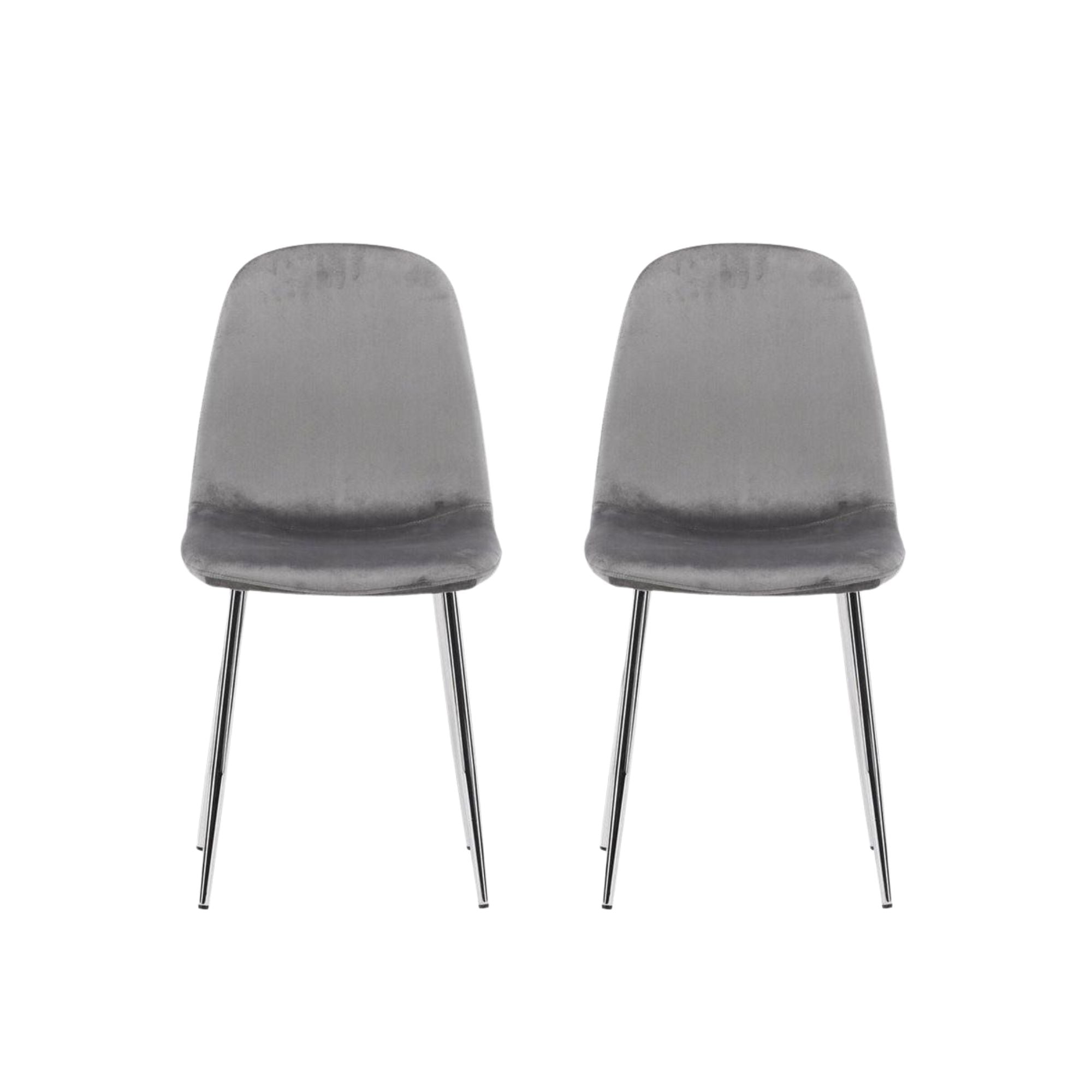 2er-Set Polsterstühle Eva aus Samt - Hellgrau-Polsterstühle-Venture Home-le canapé