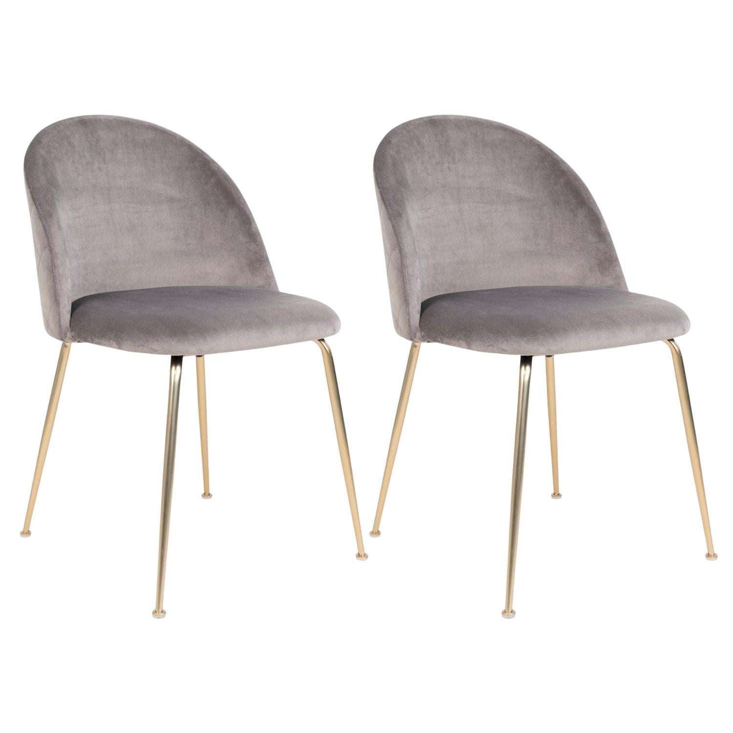 2er-Set Polsterstühle Geneve aus Samt - Grau-Polsterstühle-House Nordic-le canapé