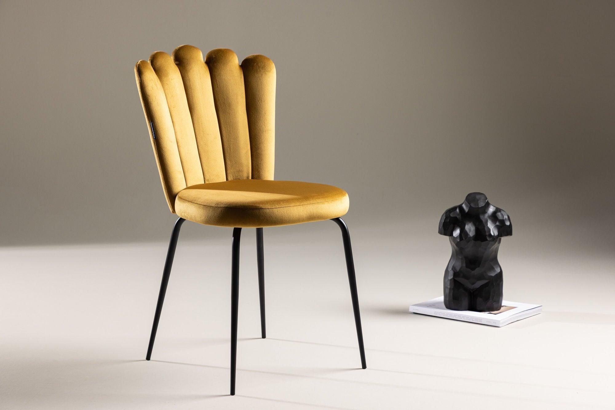 2er-Set Polsterstühle Limhamn aus Samt - Gelb-Polsterstühle-Furniture Fashion-le canapé