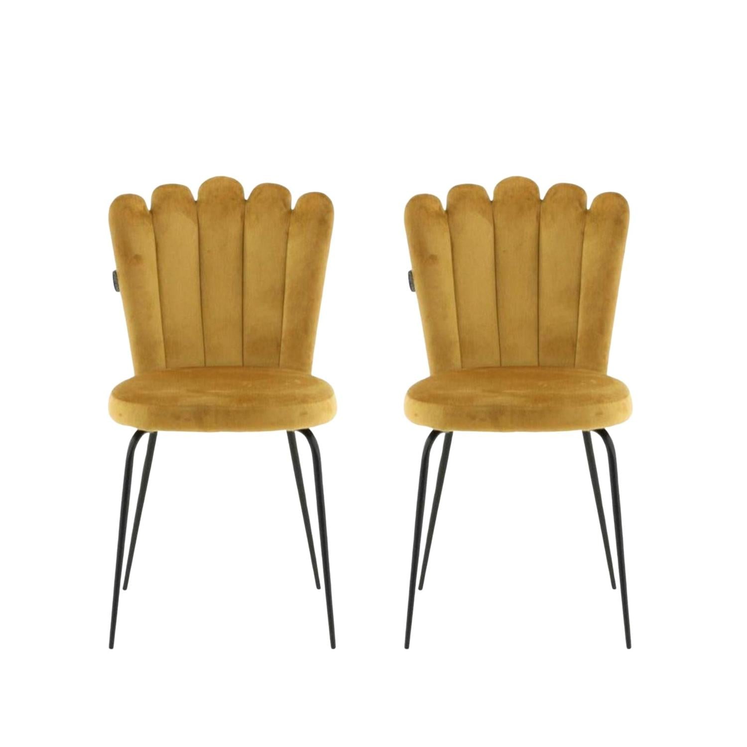 2er-Set Polsterstühle Limhamn aus Samt - Gelb-Polsterstühle-Venture Home-le canapé