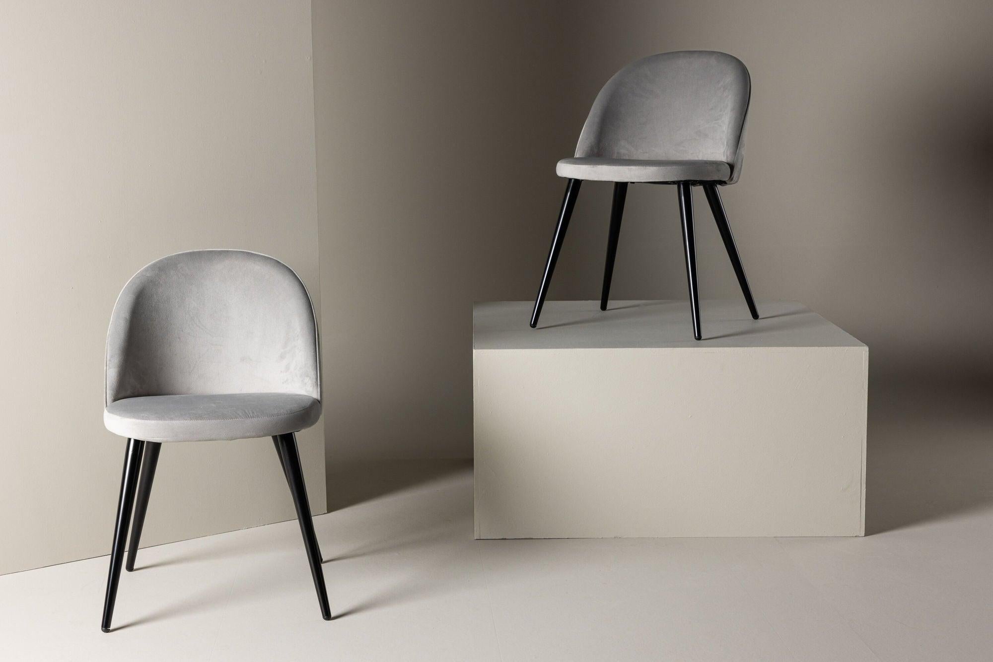 2er-Set Polsterstühle Matstol aus Samt - Grau-Polsterstühle-Venture Home-le canapé