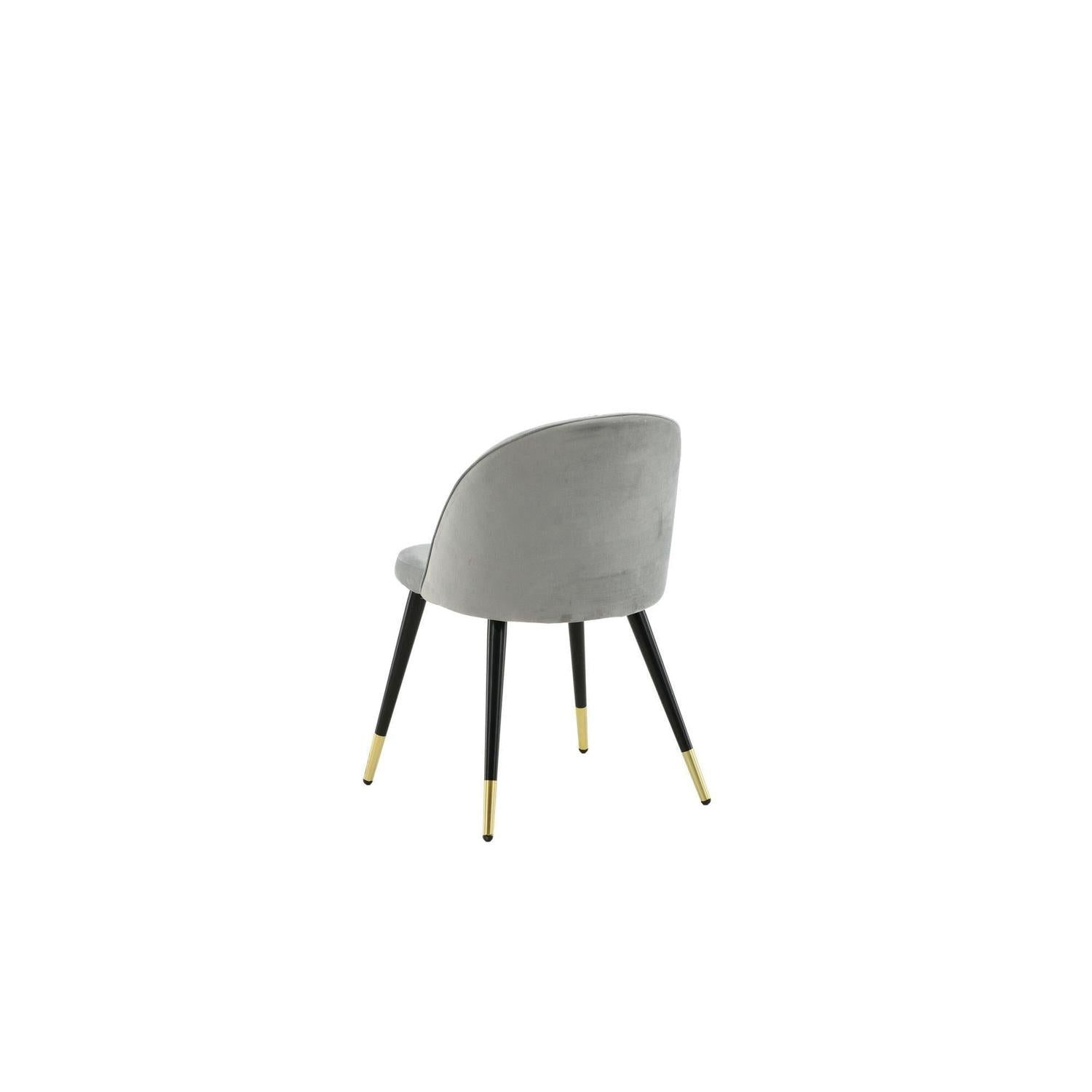 2er-Set Polsterstühle Matstol aus Samt - Grau / Schwarz / Messing-Polsterstühle-Venture Home-le canapé