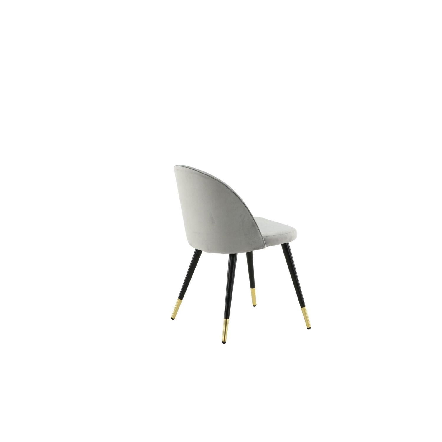 2er-Set Polsterstühle Matstol aus Samt - Grau / Schwarz / Messing-Polsterstühle-Venture Home-le canapé