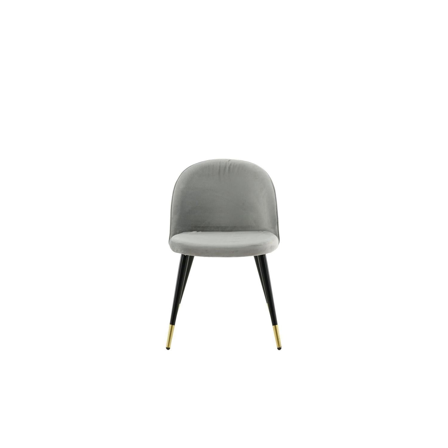 2er-Set Polsterstühle Matstol aus Samt - Grau / Schwarz / Messing-Polsterstühle-Venture Home-le canapé