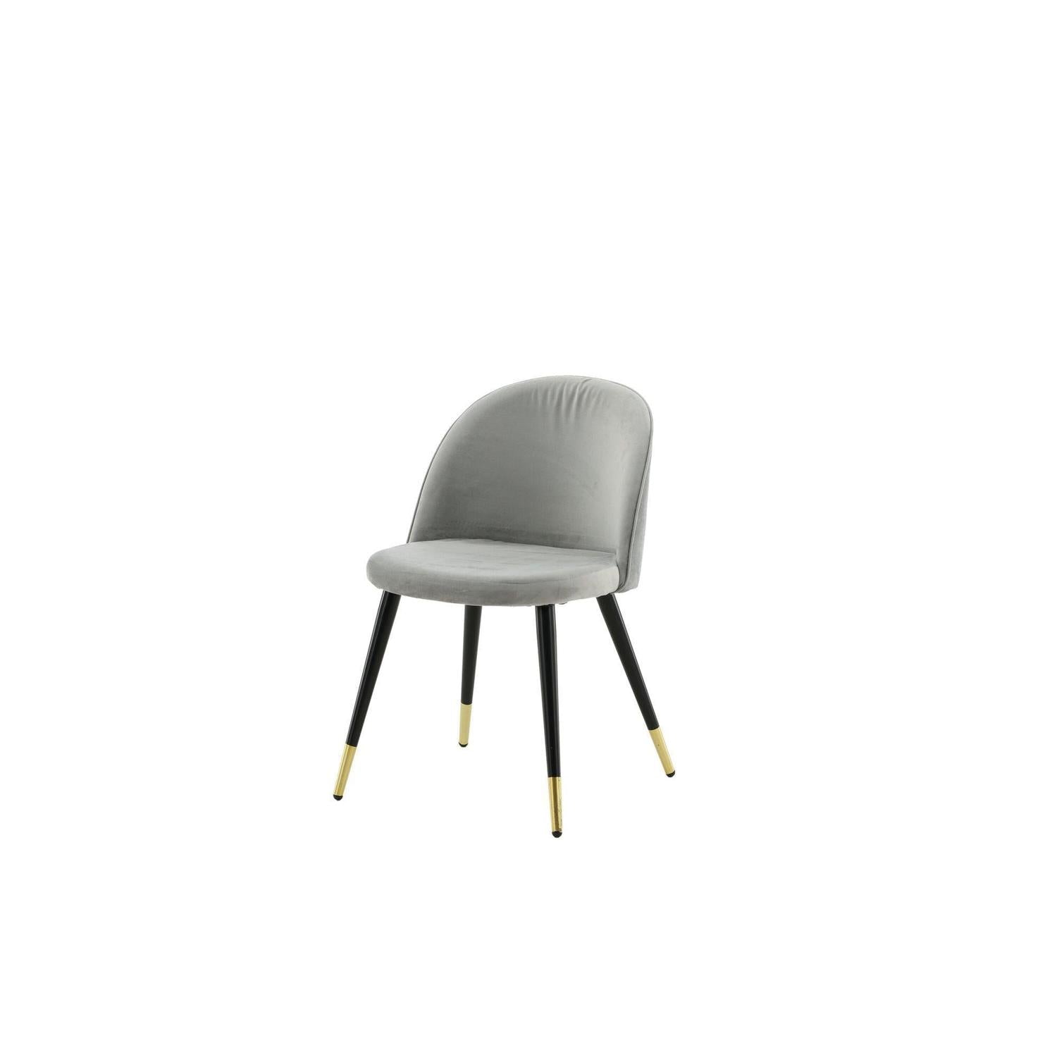 2er-Set Polsterstühle Matstol aus Samt - Grau / Schwarz / Messing-Polsterstühle-Venture Home-le canapé