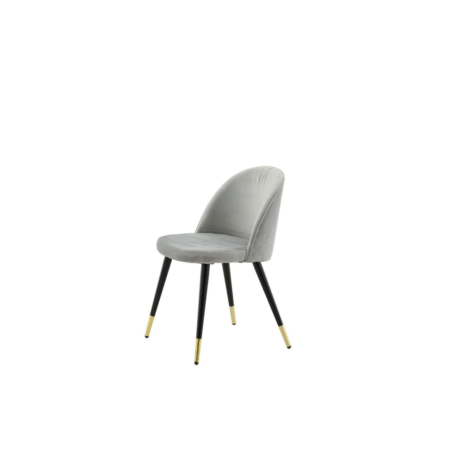 2er-Set Polsterstühle Matstol aus Samt - Grau / Schwarz / Messing-Polsterstühle-Venture Home-le canapé