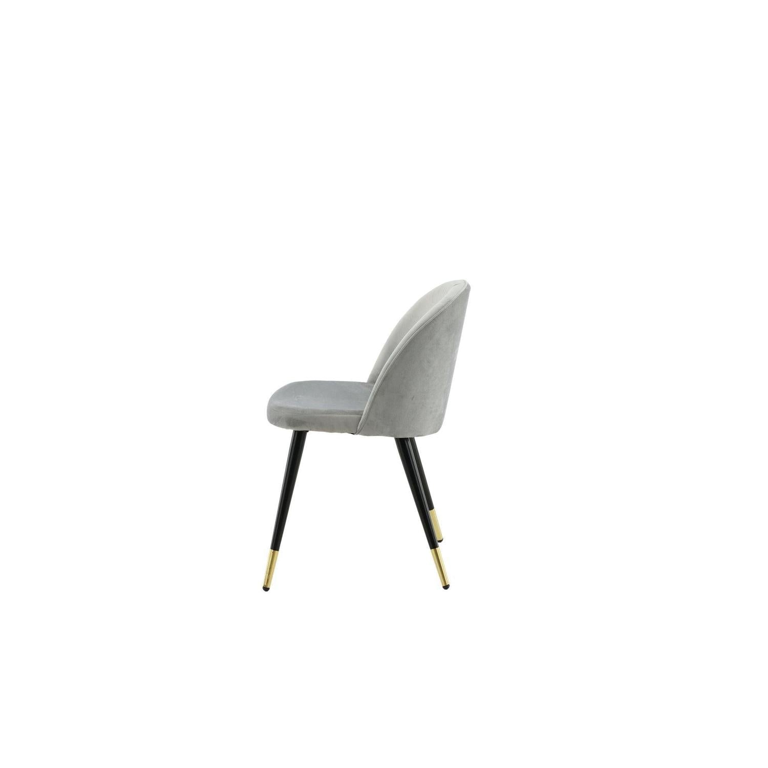 2er-Set Polsterstühle Matstol aus Samt - Grau / Schwarz / Messing-Polsterstühle-Venture Home-le canapé
